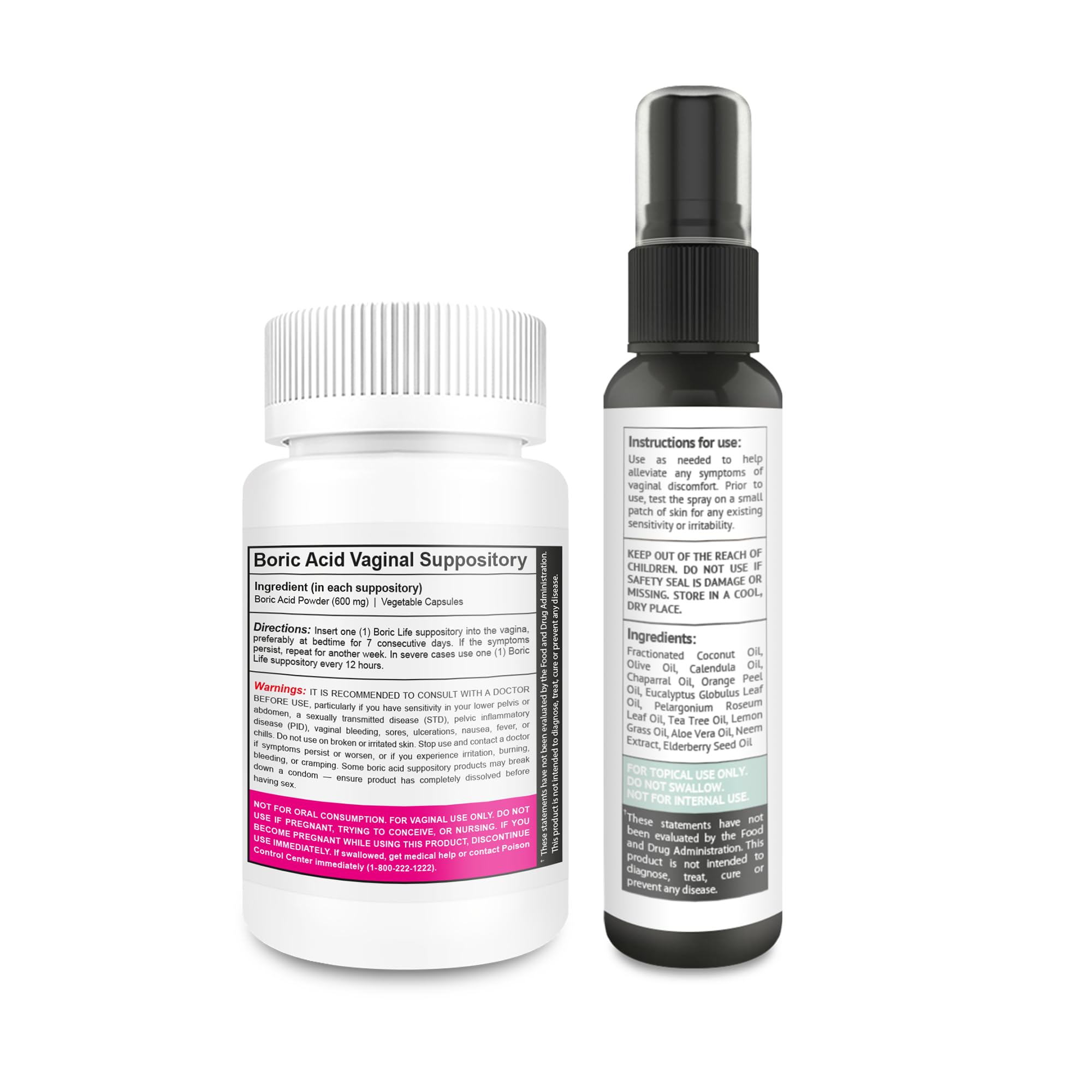 NutraBlast Boric Acid Vaginal Suppositories 600mg (30 Count) Bundle with Intimist Essential Oils Blend Spray (2 fl oz) NutraBlast buy supplements canada