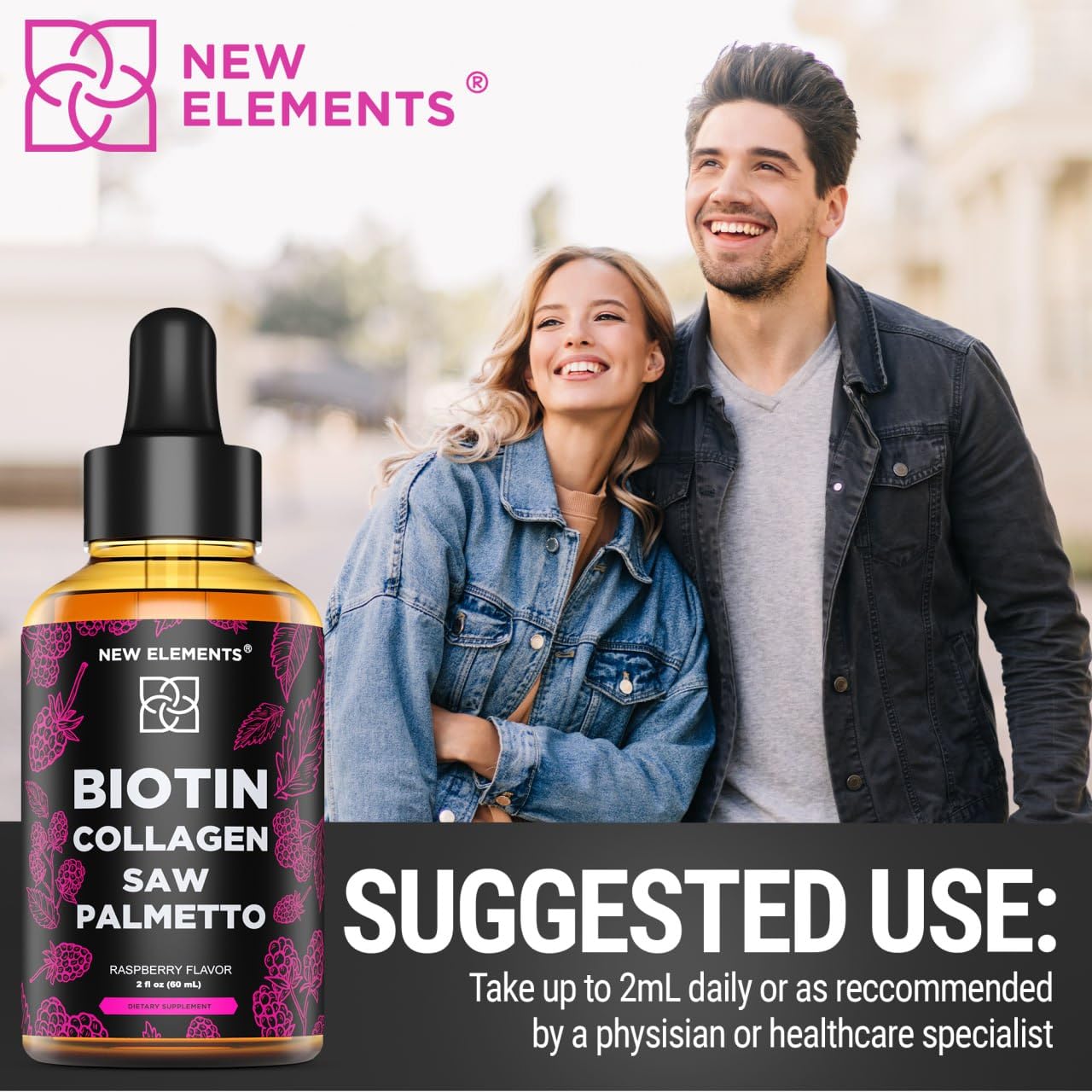 Liquid Biotin with Collagen & Saw Palmetto Extract for Women and Men | Hair Growth New Elements buy supplements canada