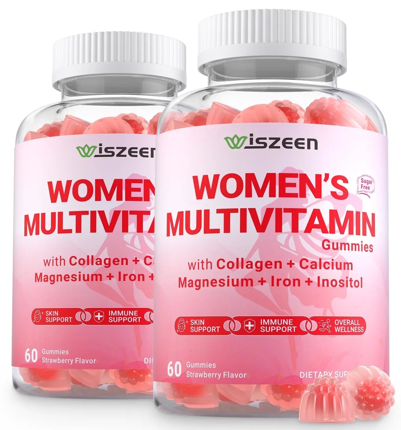 Wiszeen Sugar Free Methylated Multivitamin for Women Gummies, Biotin, Collagen, Calcium, Magnesium, Inositol, Folate, Iron, Vitamin A, C, D, E Wiszeen buy supplements canada