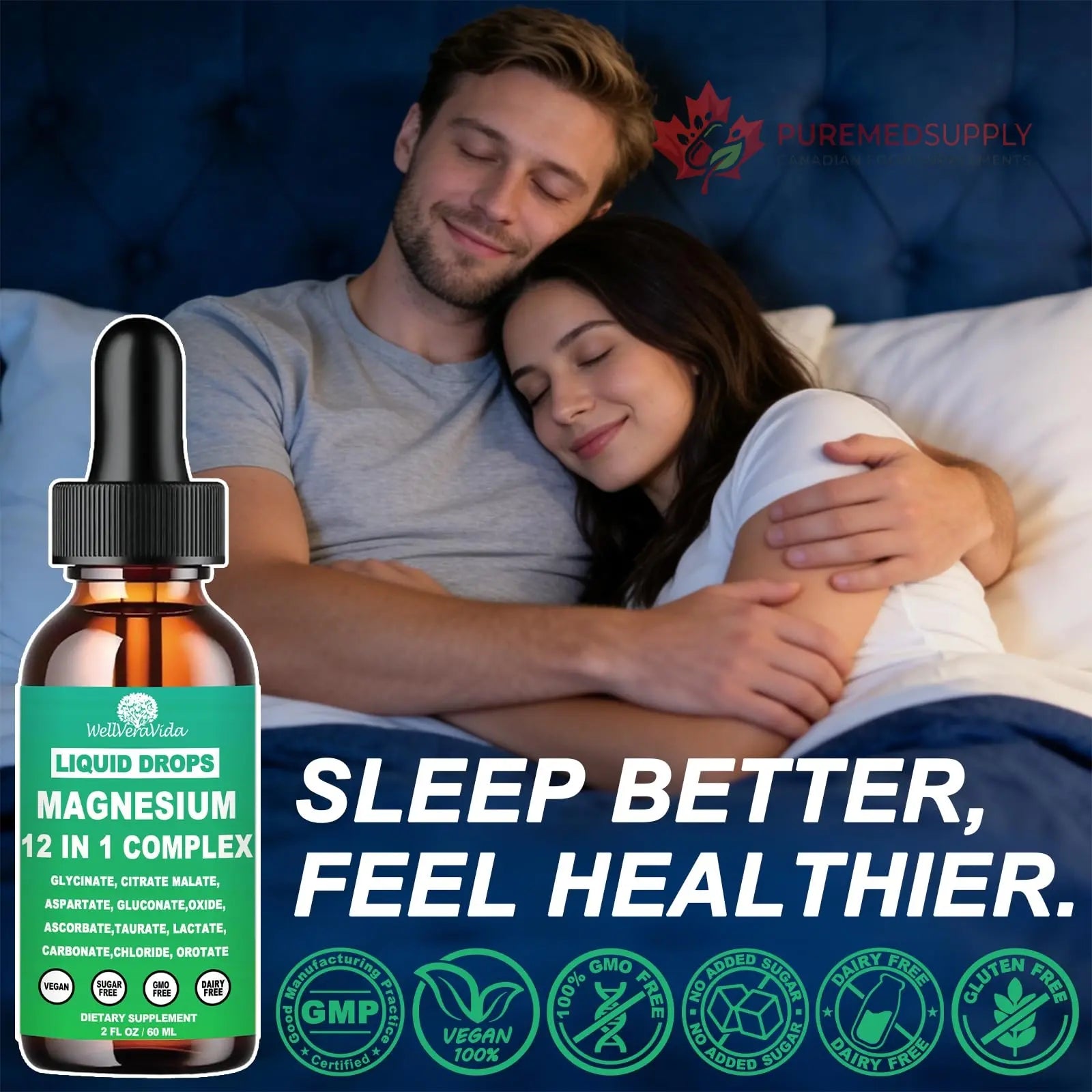 Magnesium Complex 700mg, 12 in 1 Magnesium Supplement with Glycinate Citrate Malate Oxide Taurate Aspartate Orotate Magnesium Relaxation, Muscle, Sleep Support, High Absorption Liquid Magnesium丨Vegan WellVeraVida buy supplements canada