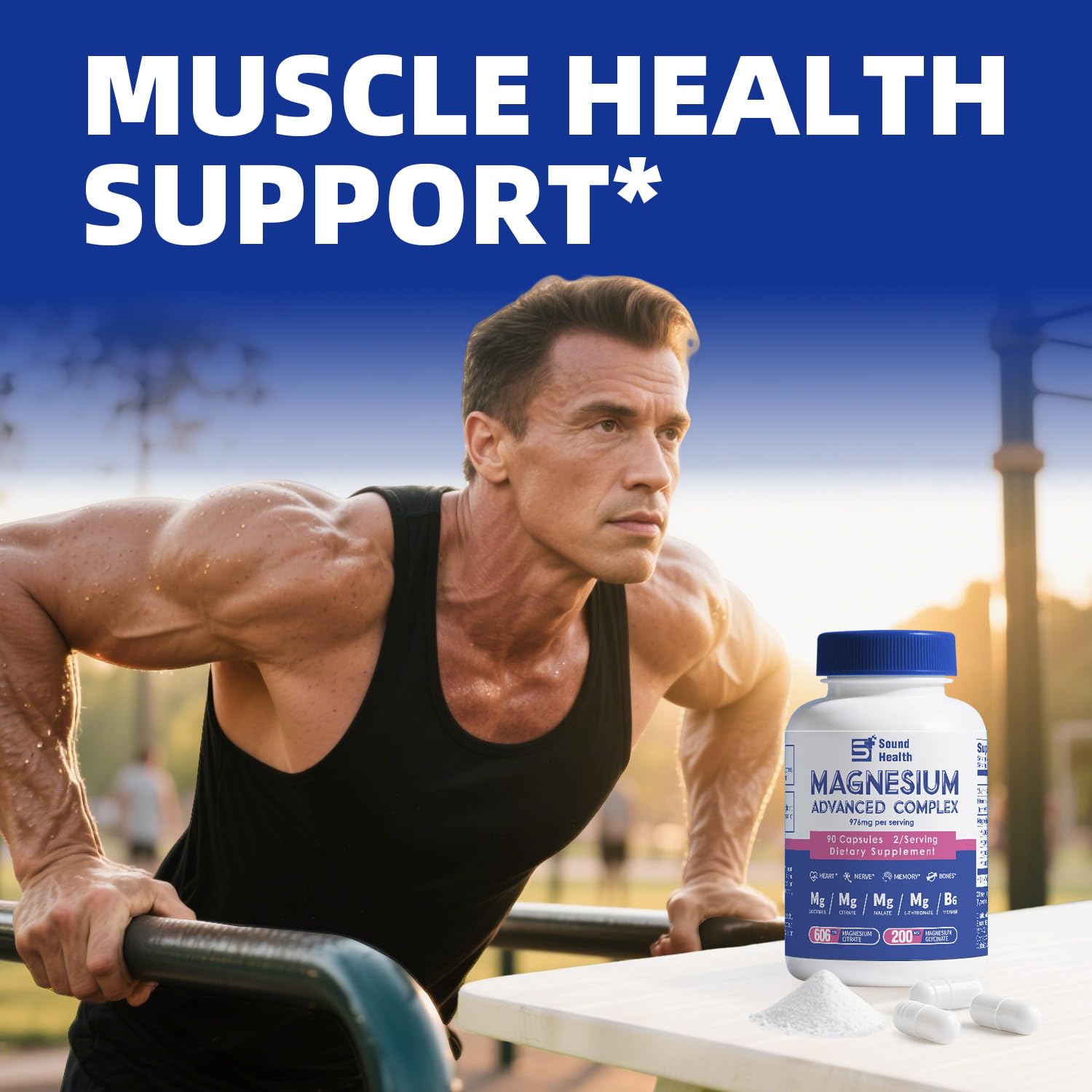 5 in 1 Magnesium Complex Capsule 976mg wtih Magnesium Glycinate, Citrate, Malate, L-Threonate & Vitamin B6, High Absorption Magnesium Complex for Women & Men, Third-Party Tested, Vegan, Non-GMO Sound Health Plus buy supplements canada