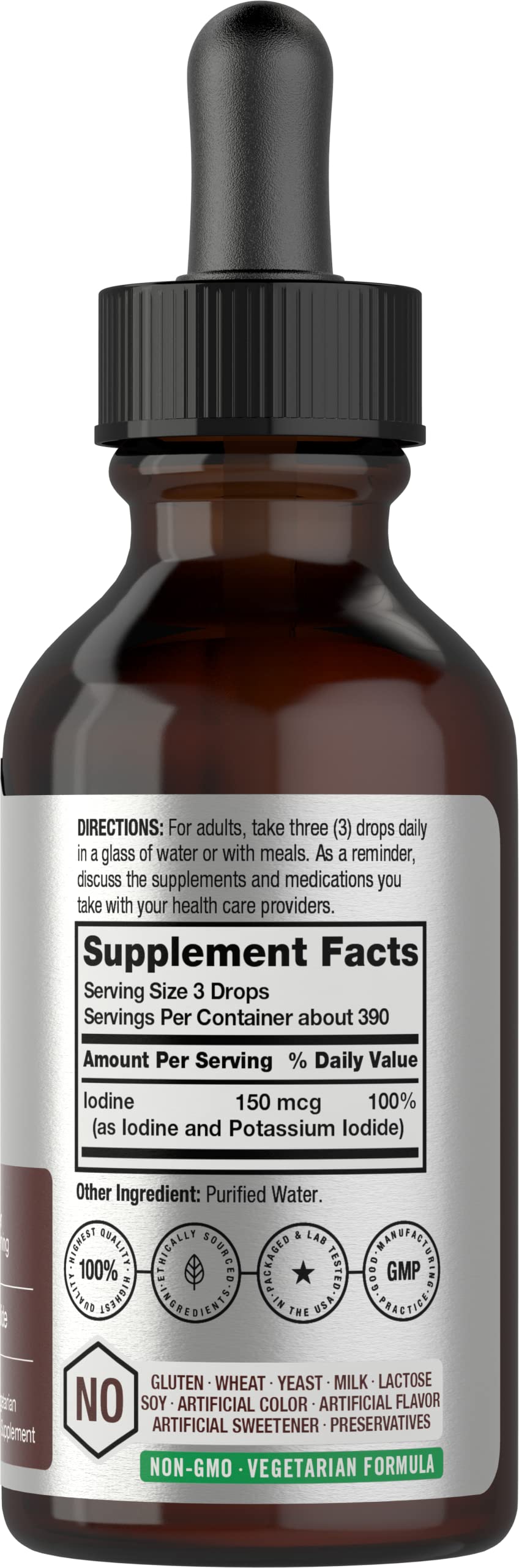 Liquid Iodine Solution Drops | 2 fl oz | 150 mcg | Iodine & Potassium Iodide Supplement Horbäach buy supplements canada