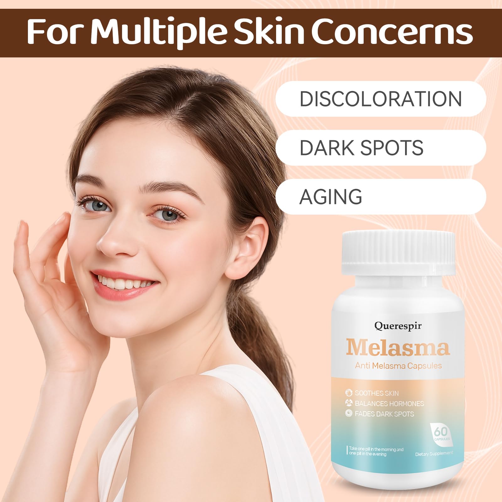 Melanina Anti-Melasma Capsule, Melasma Dark Spot Remover, Melanin Supplement, Spots Remover for Face & Body, Vitamin C & Turmeric Extract, Brightens & Even Skin Tone - 60 Capsules Querespir buy supplements canada