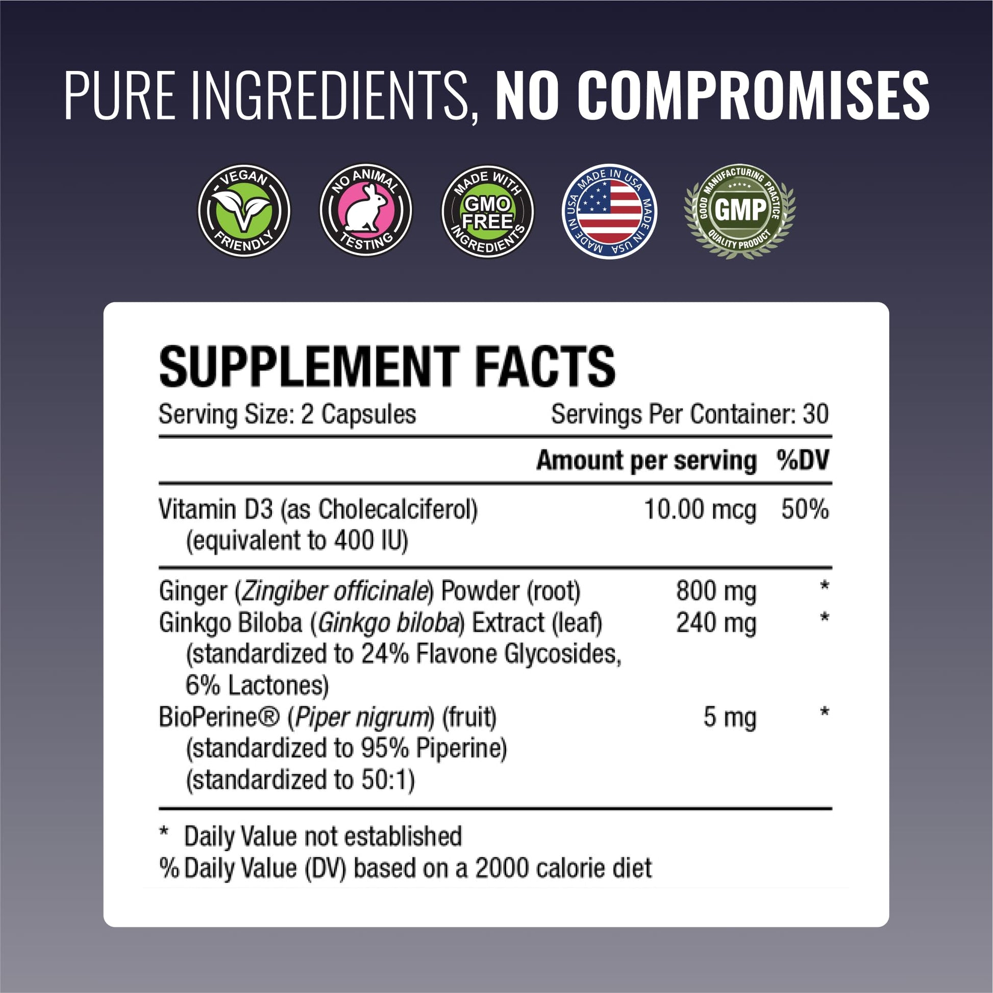 Approved Science VertiSyl - Ginkgo Biloba, Ginger, Vitamin D3, BioPerine - 60 Capsules - 1 Month Supply Approved Science buy supplements canada