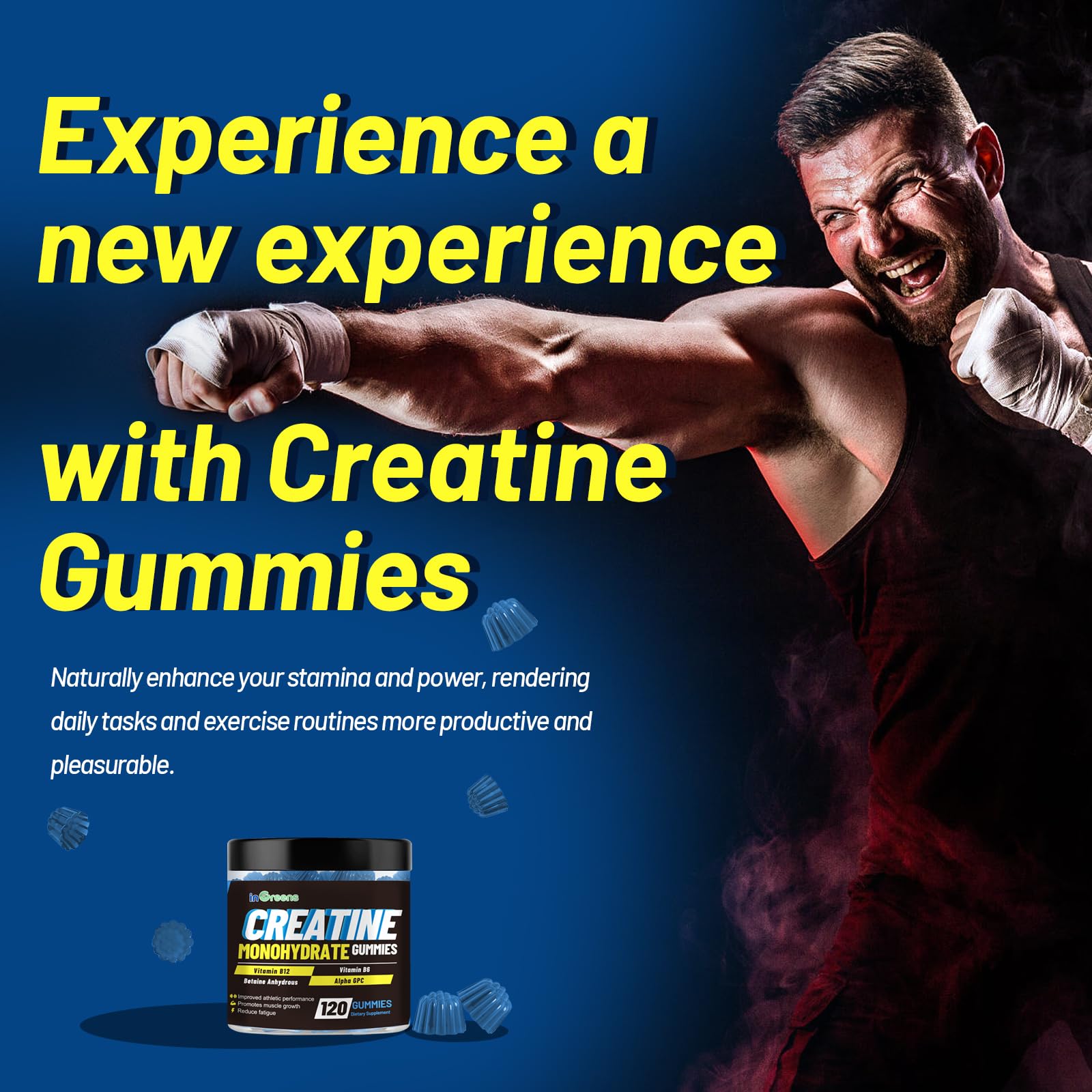 inGreens Creatine Monohydrate Gummies 6g per Serving, Sugar Free Creatine Supplements for Men & Women, Chewable Creatine for Muscle Growth, Strength, Energy inGreens buy supplements canada