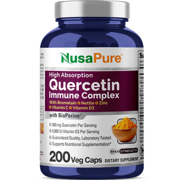NusaPure Quercetin Complex: Bromelain, Vitamin C, Vitamin D3, Stinging Nettle, Zinc | 200 Veggie Caps (Non-GMO, Bioperine) NusaPure buy supplements canada