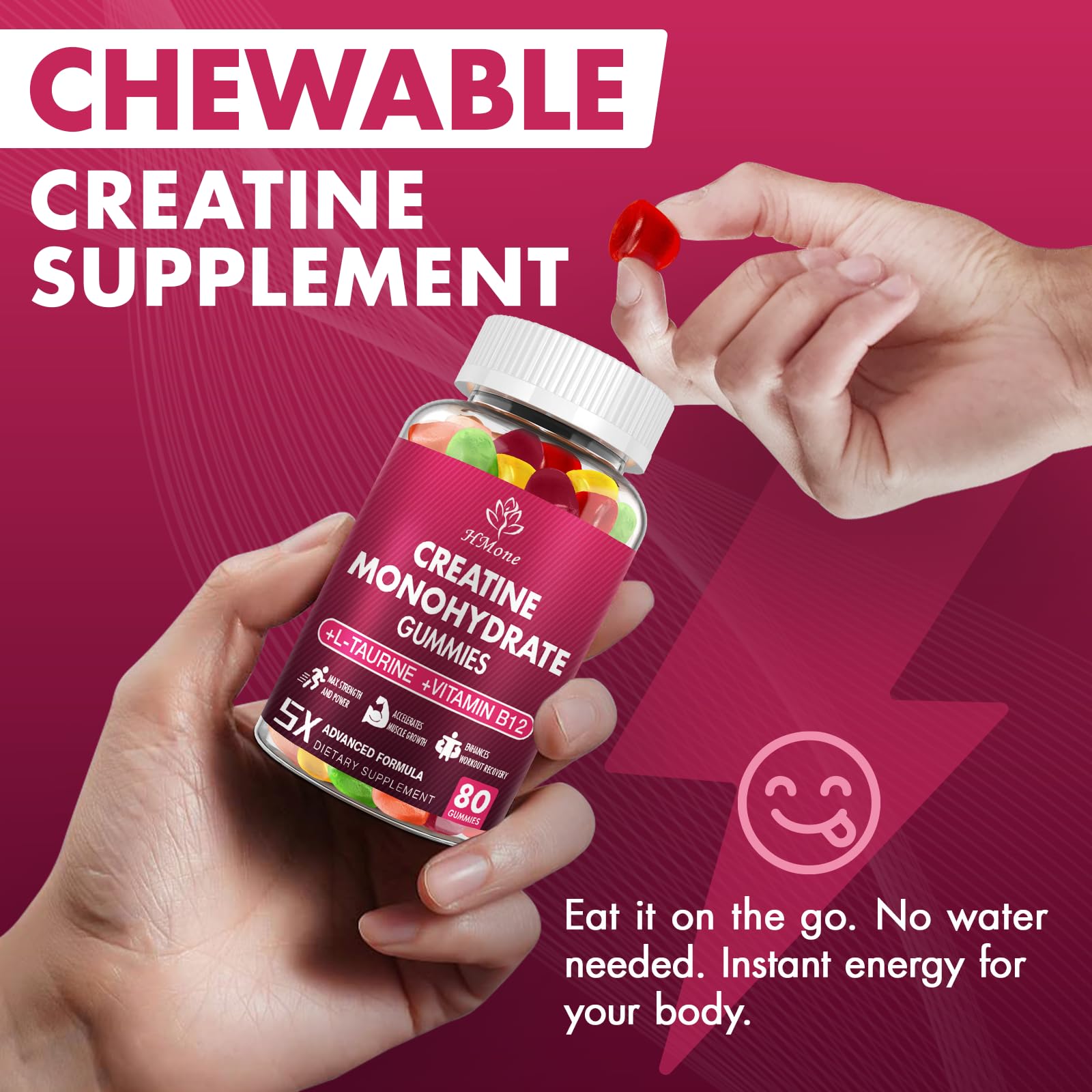 HMone Creatine Monohydrate Gummies - 5g for Men & Women, 160 Count and Creatine Chewable Supplements for Muscle Gain, Muscle Strength, Energy Boost HMone buy supplements canada