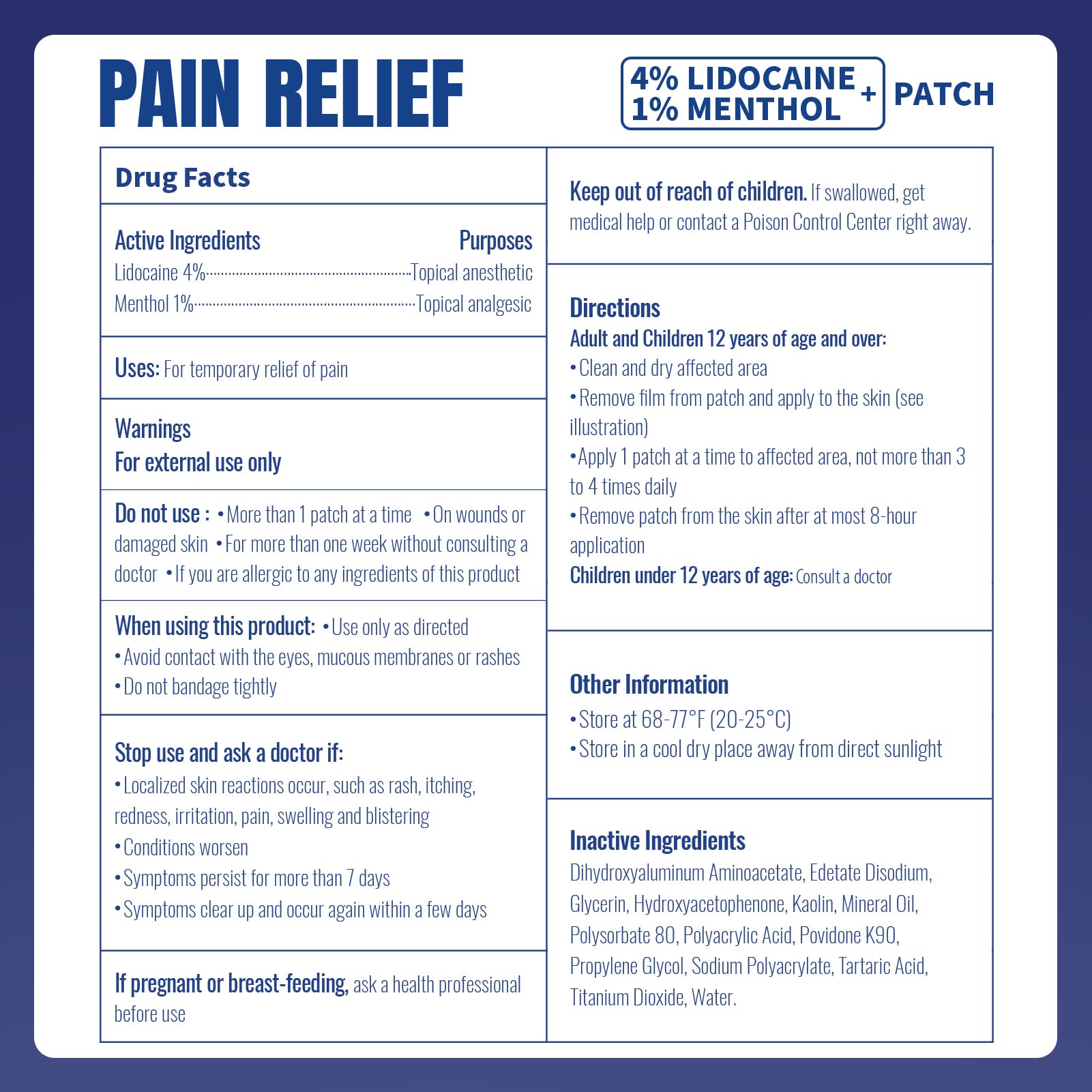 ZEEY 4% Lidocaine Pain Relief Patches, with 1% Menthol Maximum Strength OTC, for Back, Knee, Neck, Shoulders, Joints, Muscle Soreness, Fast Acting, Long Lasting, Large Gel Patch, 5.5" x 3.94", 20Ct ZEEY buy supplements canada