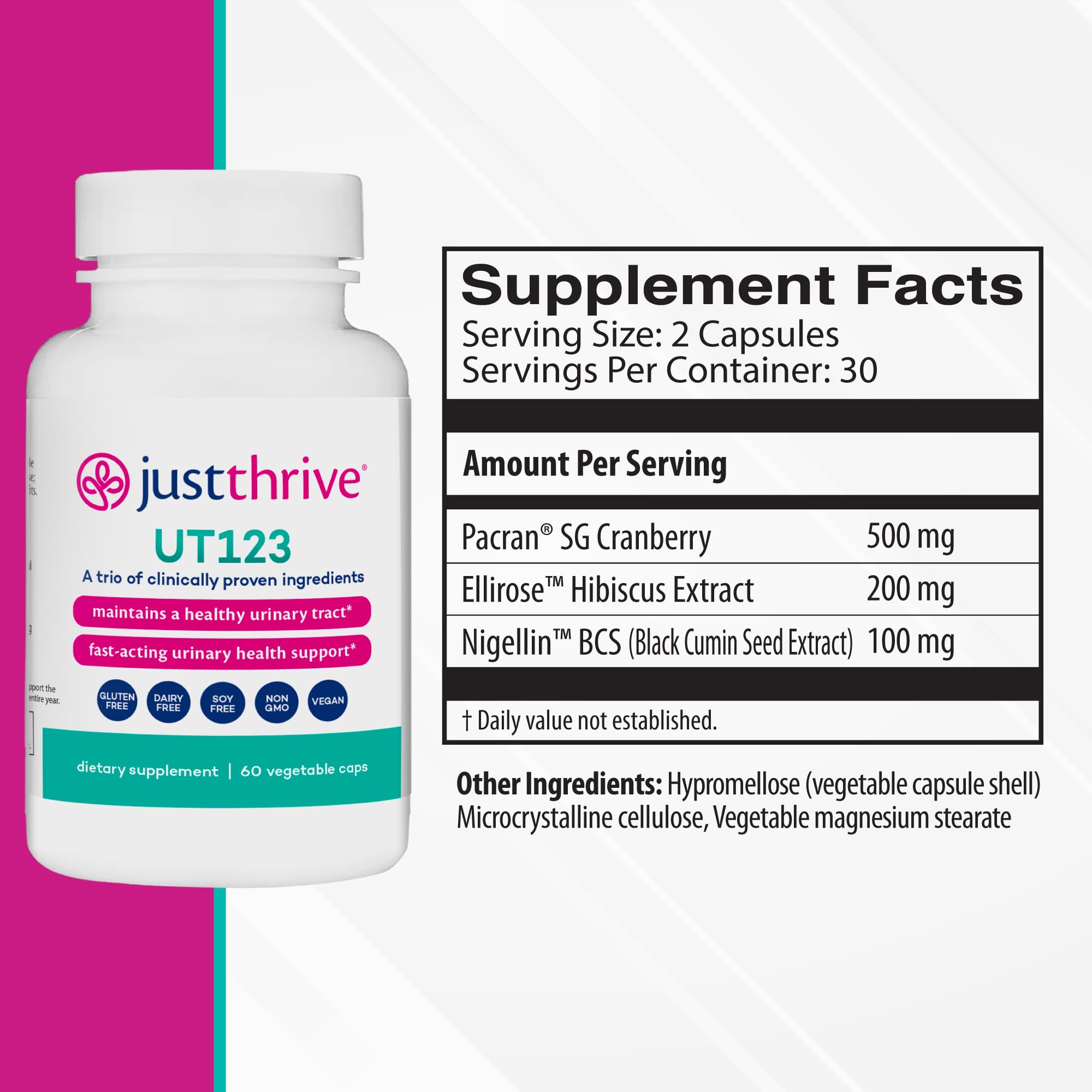 Just Thrive UT123 - Supports Urinary Tract Health for Women - Made with Cranberry, 60 Capsules Just Thrive buy supplements canada