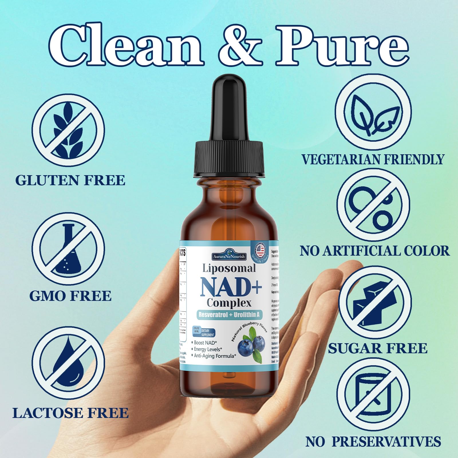 Liposomal NAD+ Liquid Drops, 8-in-1 NAD⁺ Nicotinamide Riboside Resveratrol 900mg w. Quercetin & Urolithin A | Fast Absorption NAD+ Supplement with CoQ10, ALA | Cellular Energy, Anti-Aging, Vitality AuraraNeNourish buy supplements canada