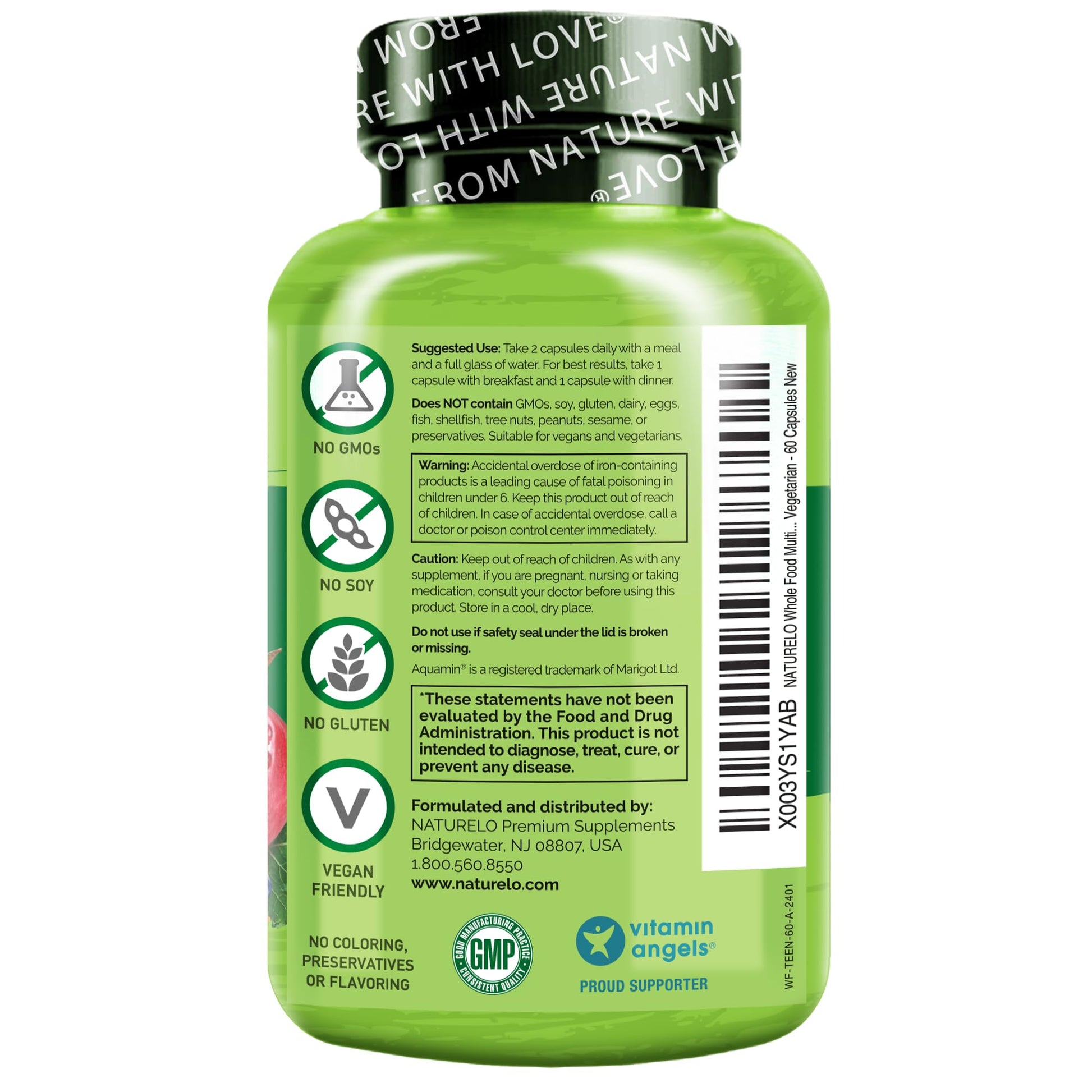 NATURELO Multivitamins for Teenage Girls/Boys, 60 Capsules, Whole Food Multivitamin with Minerals, Non-GMO, Vegetarian NATURELO buy supplements canada