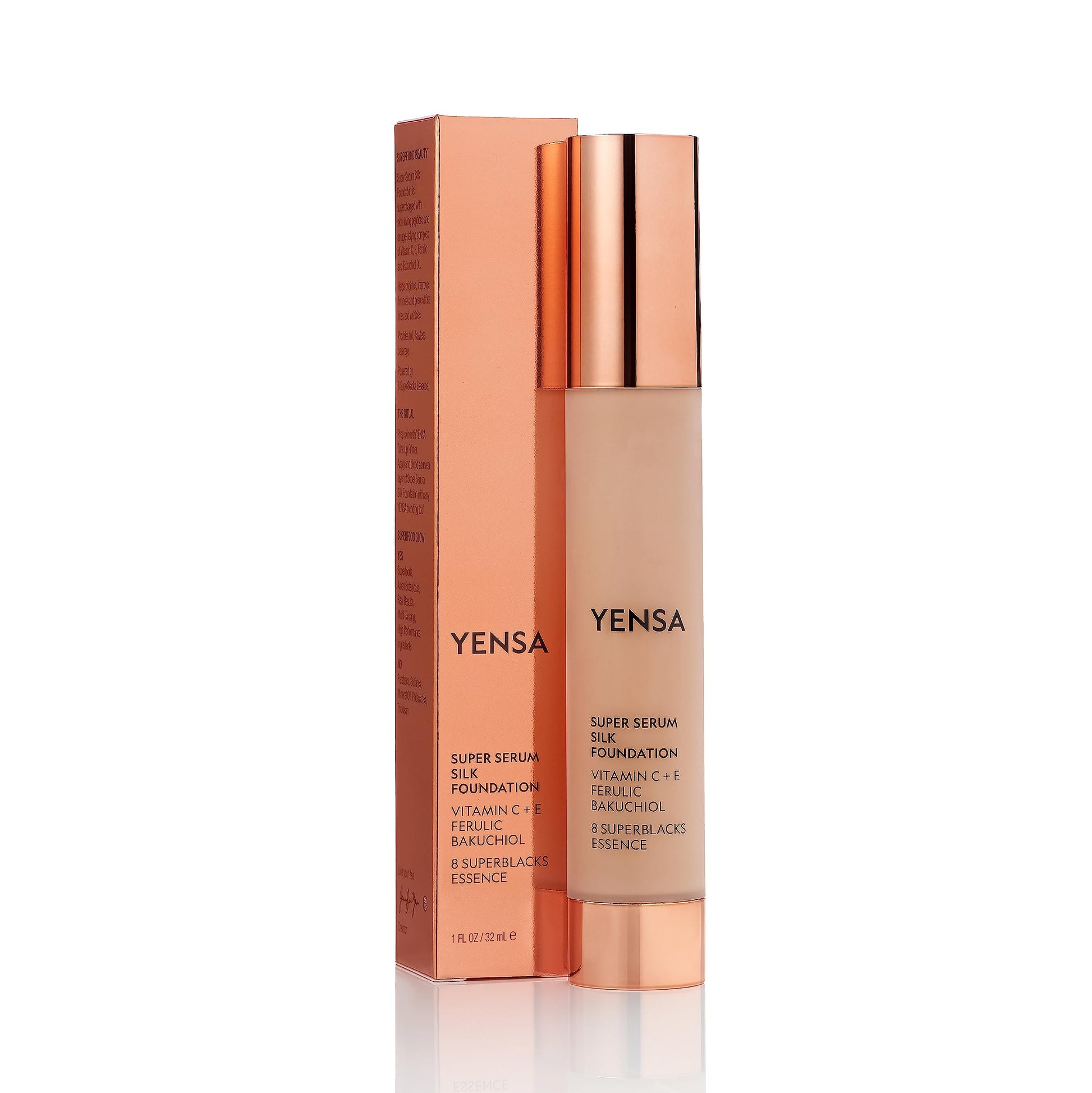 YENSA Serum Foundation Makeup - Super Silk Full Coverage Foundation Enriched with Peptides, Vitamin C & Ferulic Acid to Help Reduce Fine Lines, Wrinkles & Dark Circles - Light 1 (1 oz) YENSA buy supplements canada