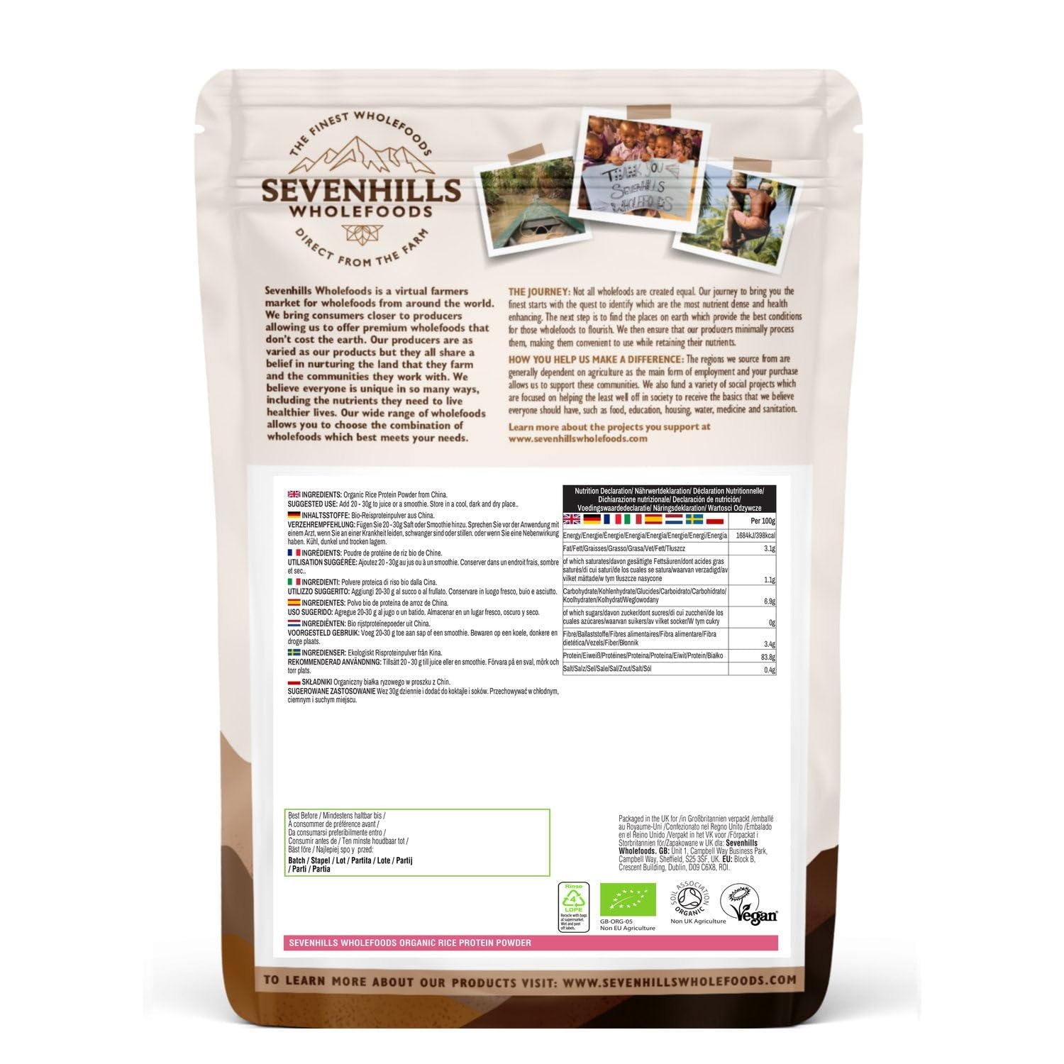 Sevenhills Wholefoods Organic Rice Protein Powder 500g Sevenhills Wholefoods buy supplements canada