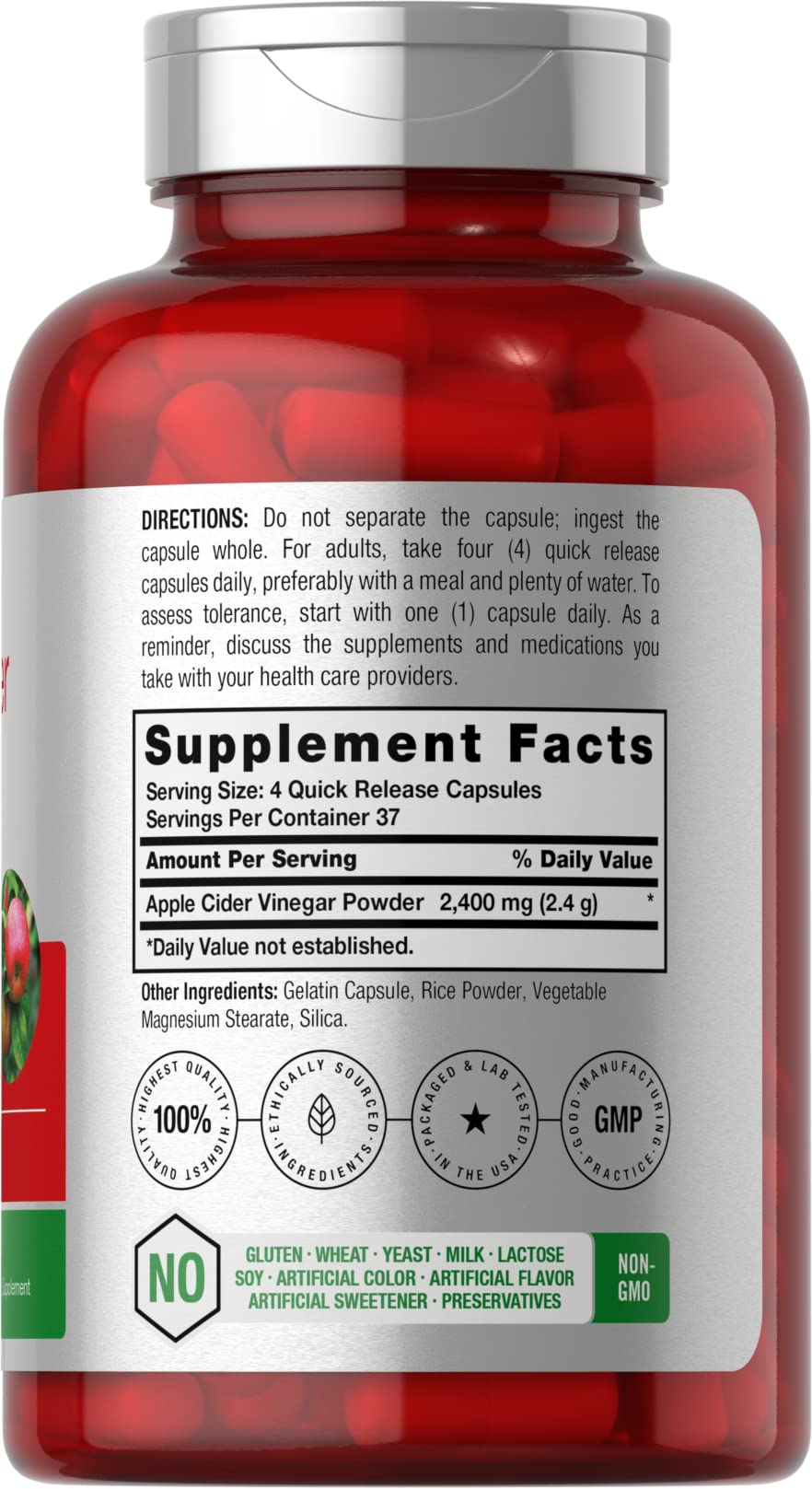 Apple Cider Vinegar Capsules | 2400mg | 150 Count | Non-GMO, Gluten Horbäach buy supplements canada