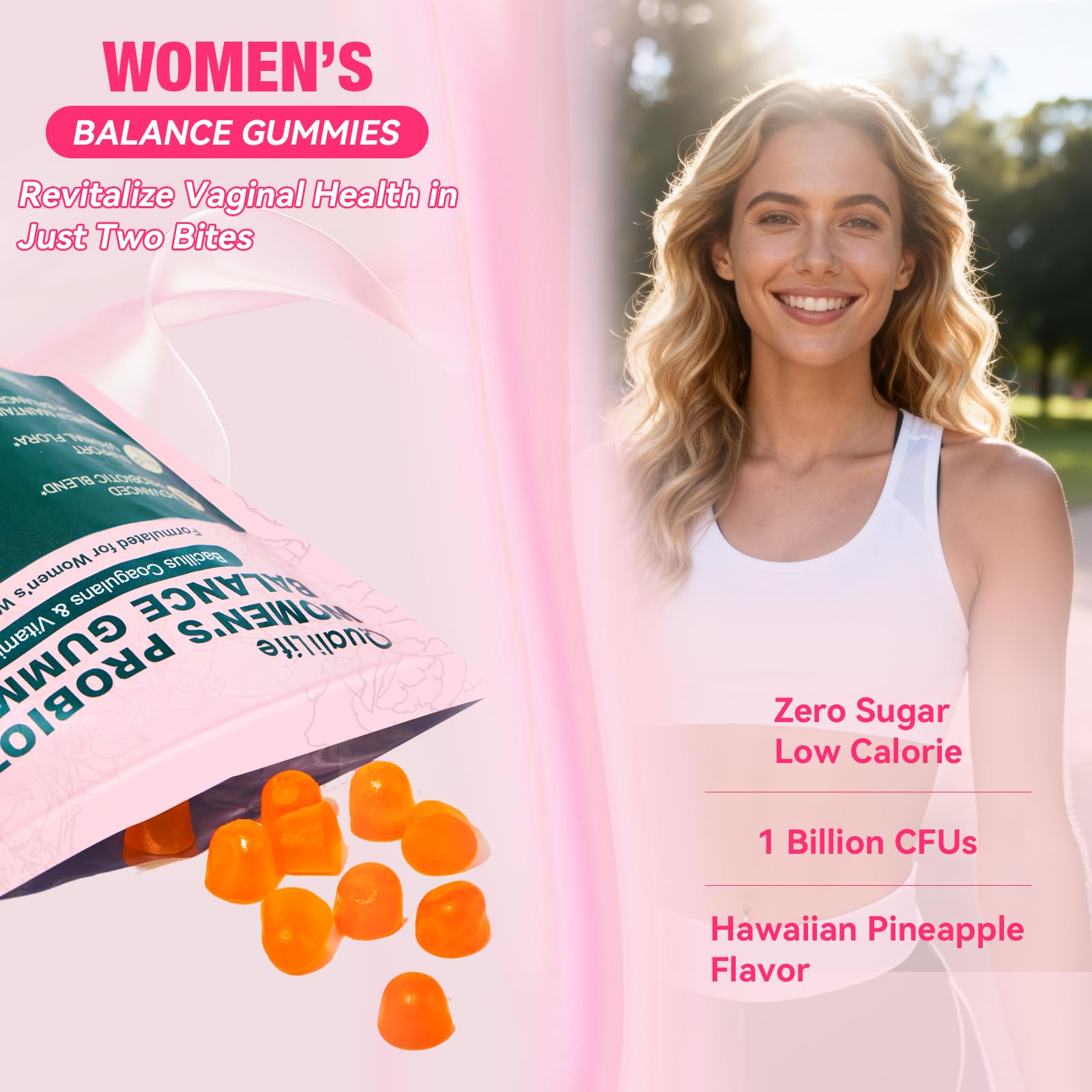 QualiLife Premium Feminine Balance Gummies for Women – Probiotic Vaginal Health Support with Vitamin C – pH Balance & Flora Support – Sugar Free, Vegan, Hawaiian Pineapple Flavor – 60 Gummies (1) QualiLife buy supplements canada