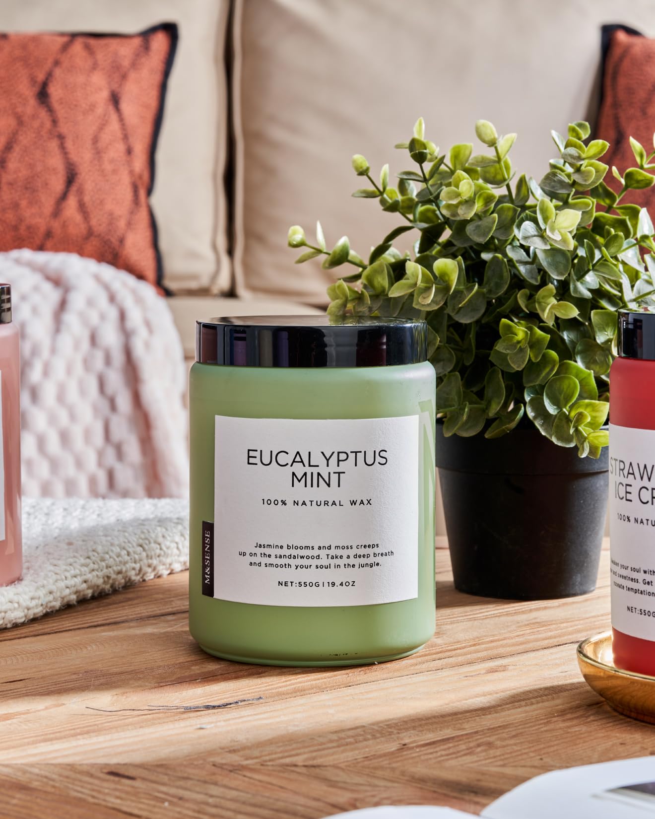M&SENSE Eucalyptus Mint Candles for Home Scented, 19.4oz 110 Hours Burn Soy Aromatherapy M&SENSE buy supplements canada