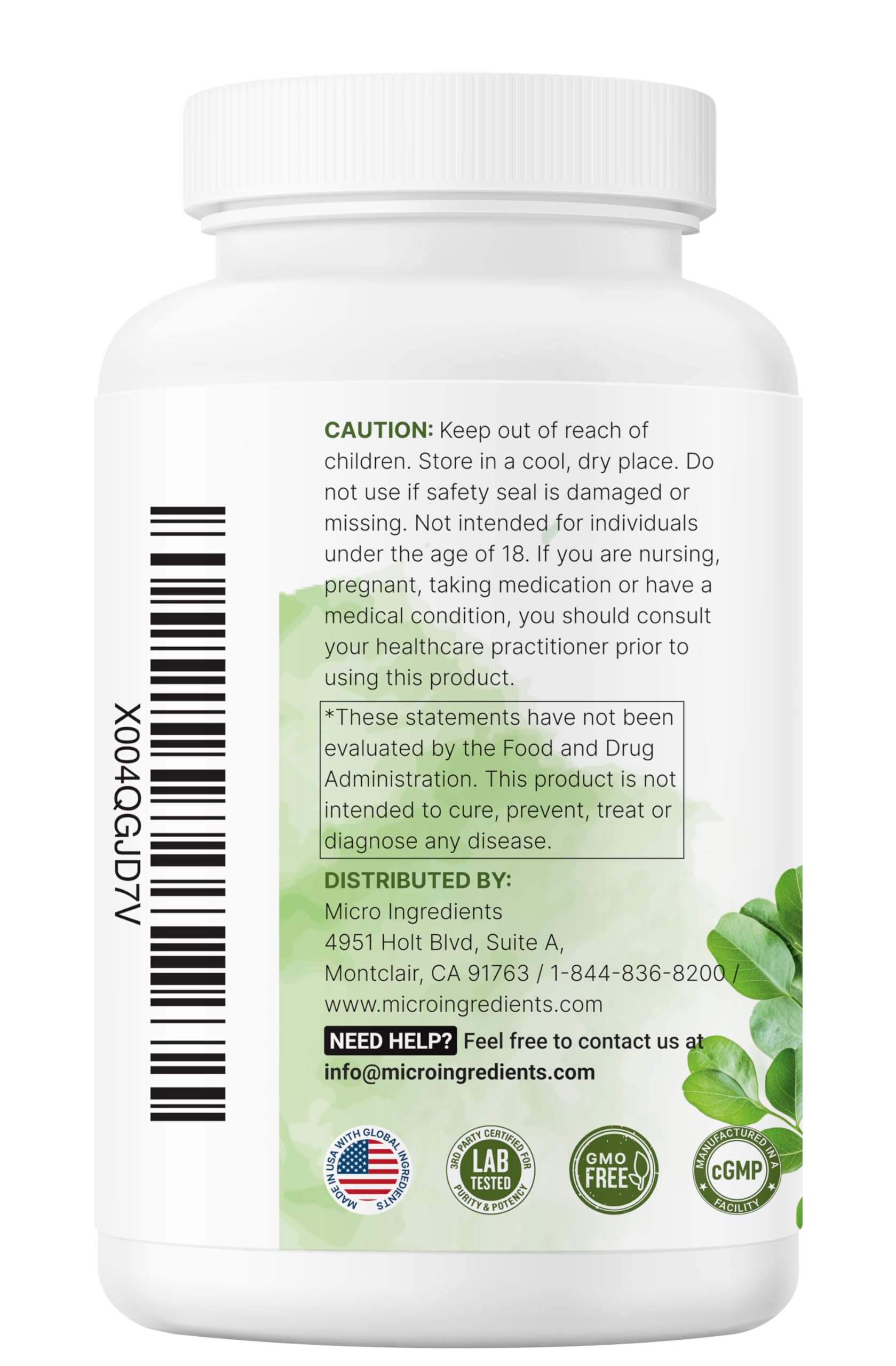 Micro Ingredients Moringa Oleifera | 300 Capsules with Supergreens Blend of Wheatgrass, Barley Grass, Spirulina, & Chlorella | Antioxidant Supplement, Energy, & Immune Support | Non-GMO Micro Ingredients buy supplements canada