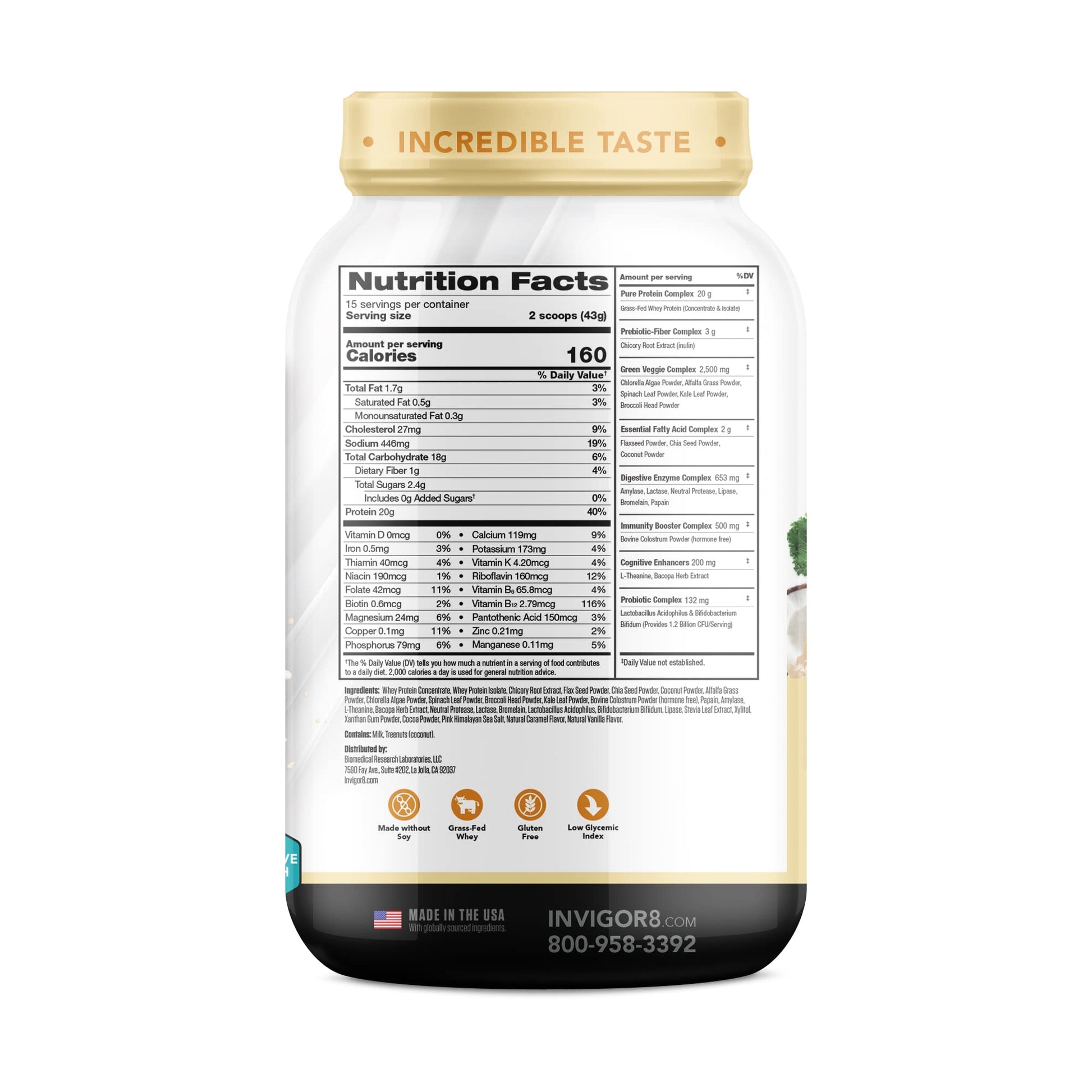 INVIGOR8 Superfood Grass Fed Whey Protein Isolate Shake Himalayan Salted Caramel INVIGOR8 buy supplements canada