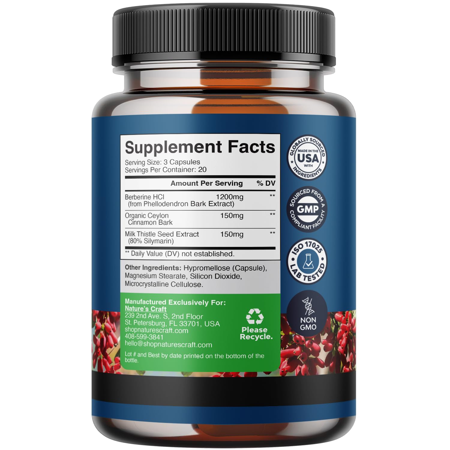 Balancing Berberine Plus 1200mg Per Serving Complex - Antioxidant Berberine with Ceylon Natures Craft buy supplements canada