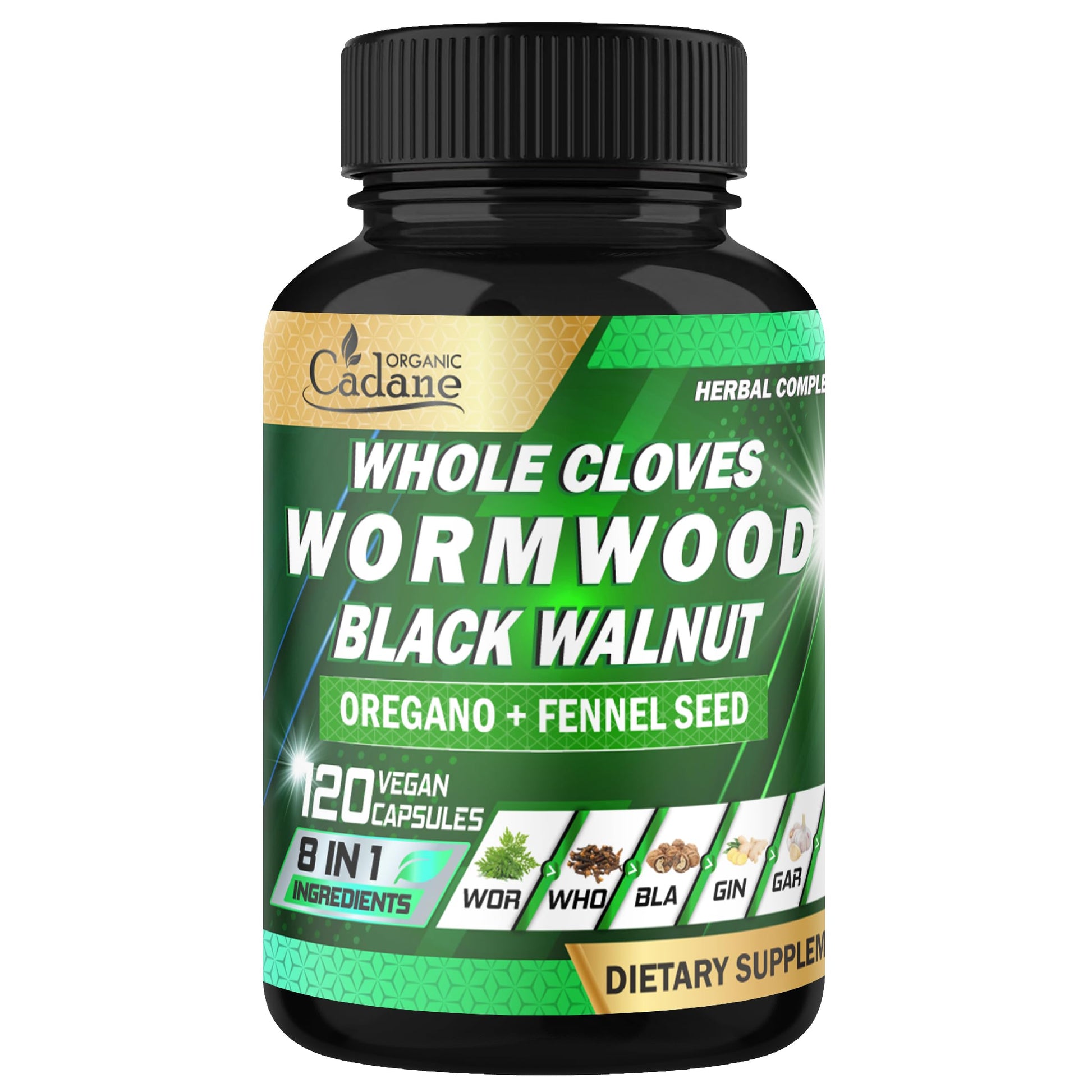 Cadane Wormwood Whole Cloves Black Walnut with Ginger, Garlic, Oregano, Fennel & Black Pepper | Digestive & Wellness Support | 120 Capsules – 60-Day Organic Cadane buy supplements canada