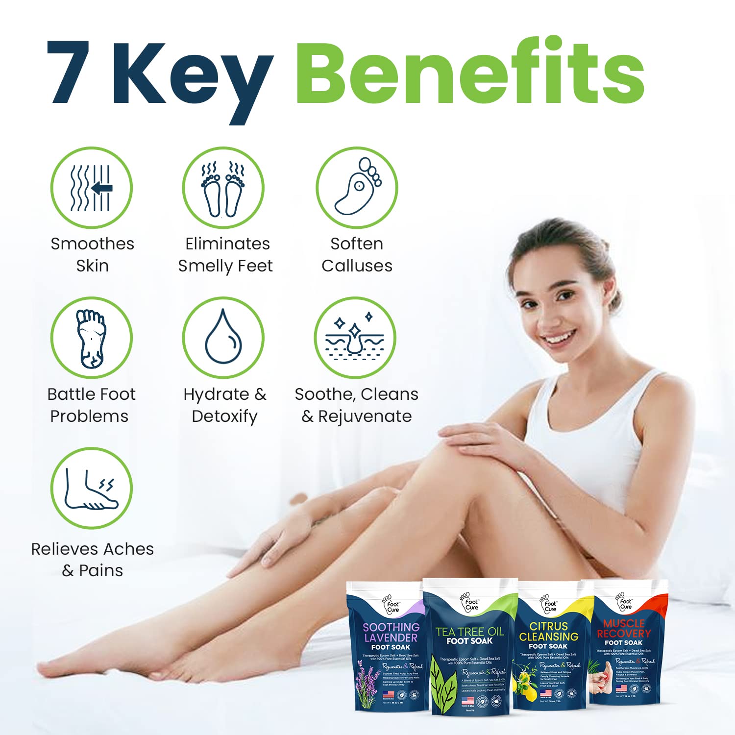 Foot Soak with Epsom Salts- Variety Pack of 4- Tea Tree Oil, Muscle Relief, Calming FOOT CURE buy supplements canada