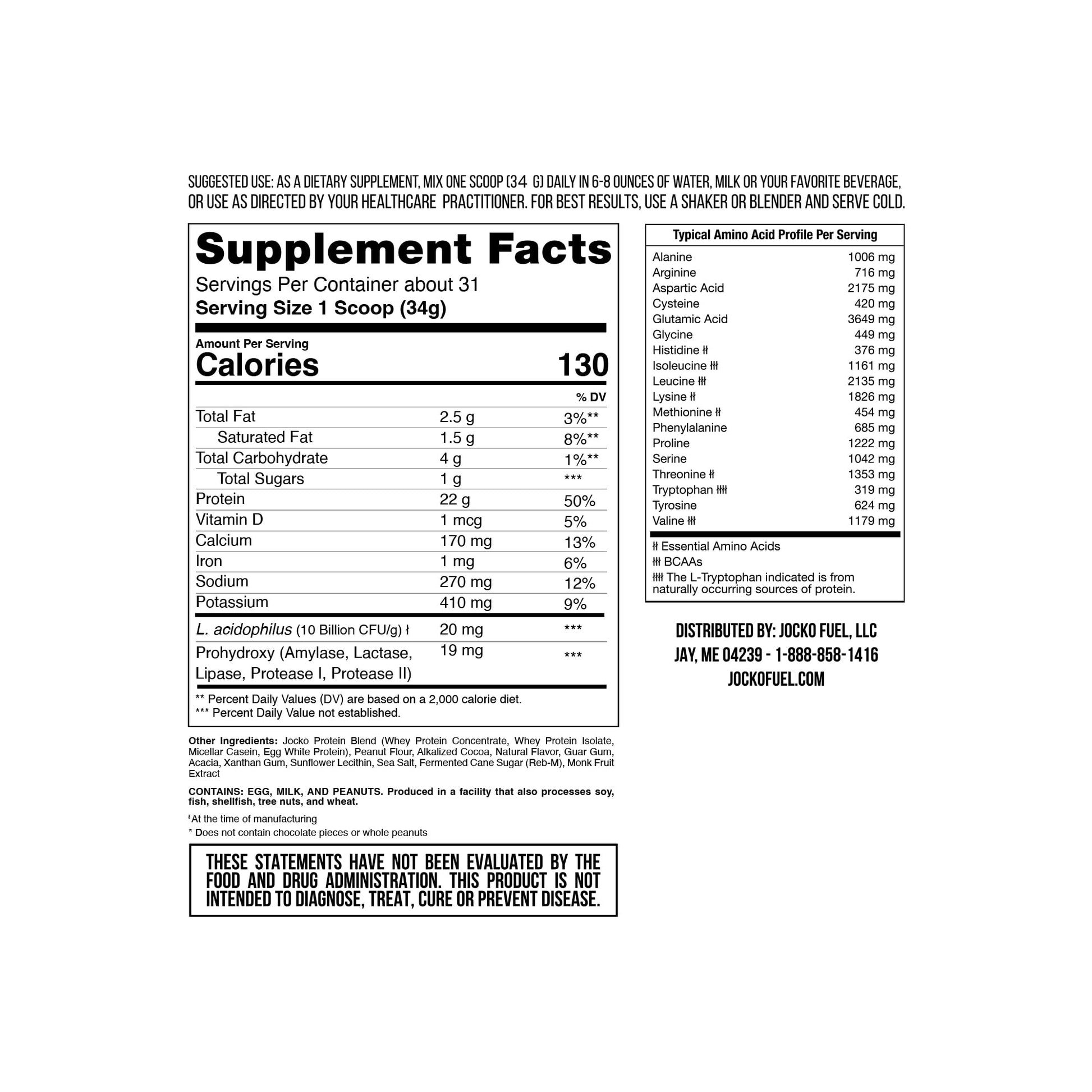 Jocko Mölk Chocolate Peanut Butter Whey Protein Powder - Keto, Probiotics, Grass Fed Jocko Fuel buy supplements canada