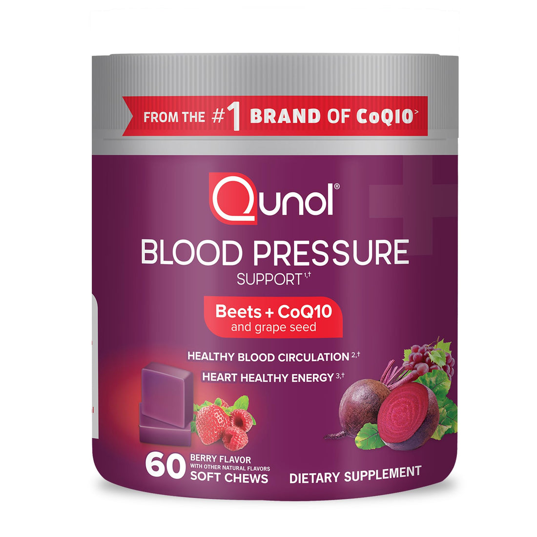 Qunol Beets Chews for Blood Pressure Support, 3 in 1 Beets + CoQ10 + Grape Seed Extract Qunol buy supplements canada