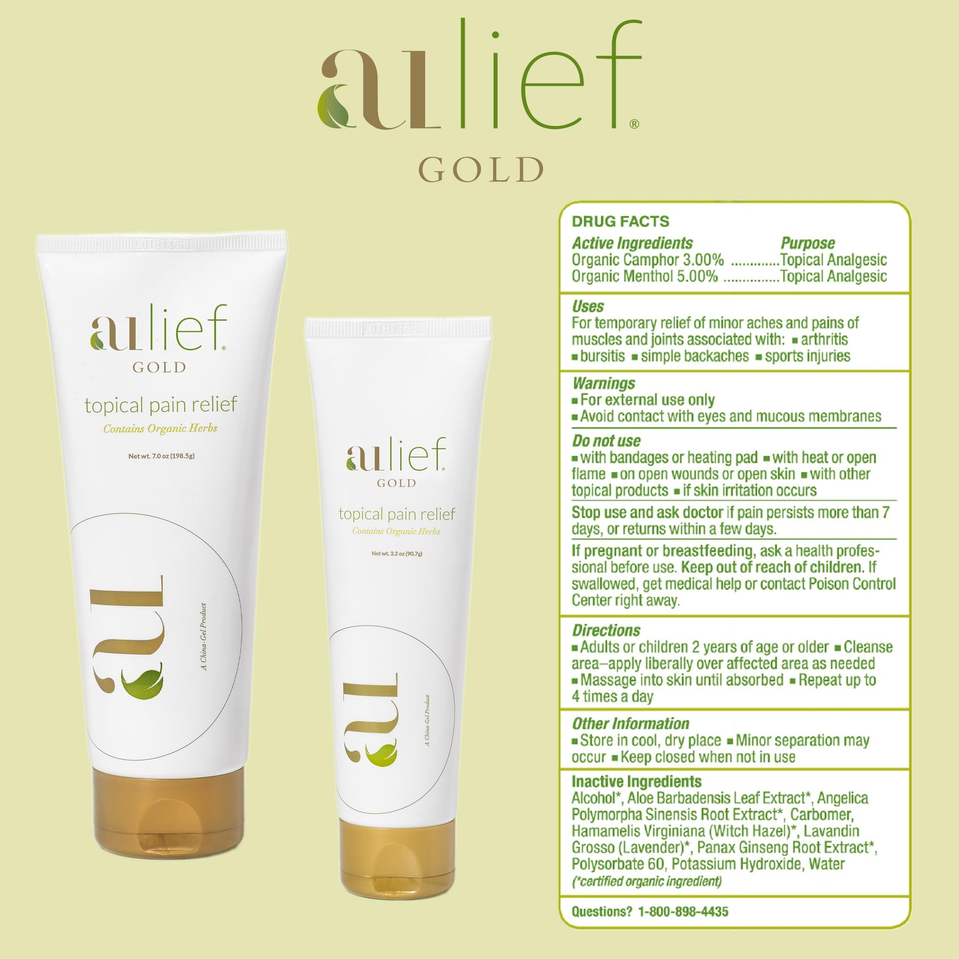 Aulief Gold Natural Pain Relief Cream – Organic Herbal Lotion for Arthritis, Joint Pain & Sore Muscles, Neck, Knee & Back Aches, Premium Organic Natural Pain Reliever, 3.2 Oz Tube Aulief buy supplements canada