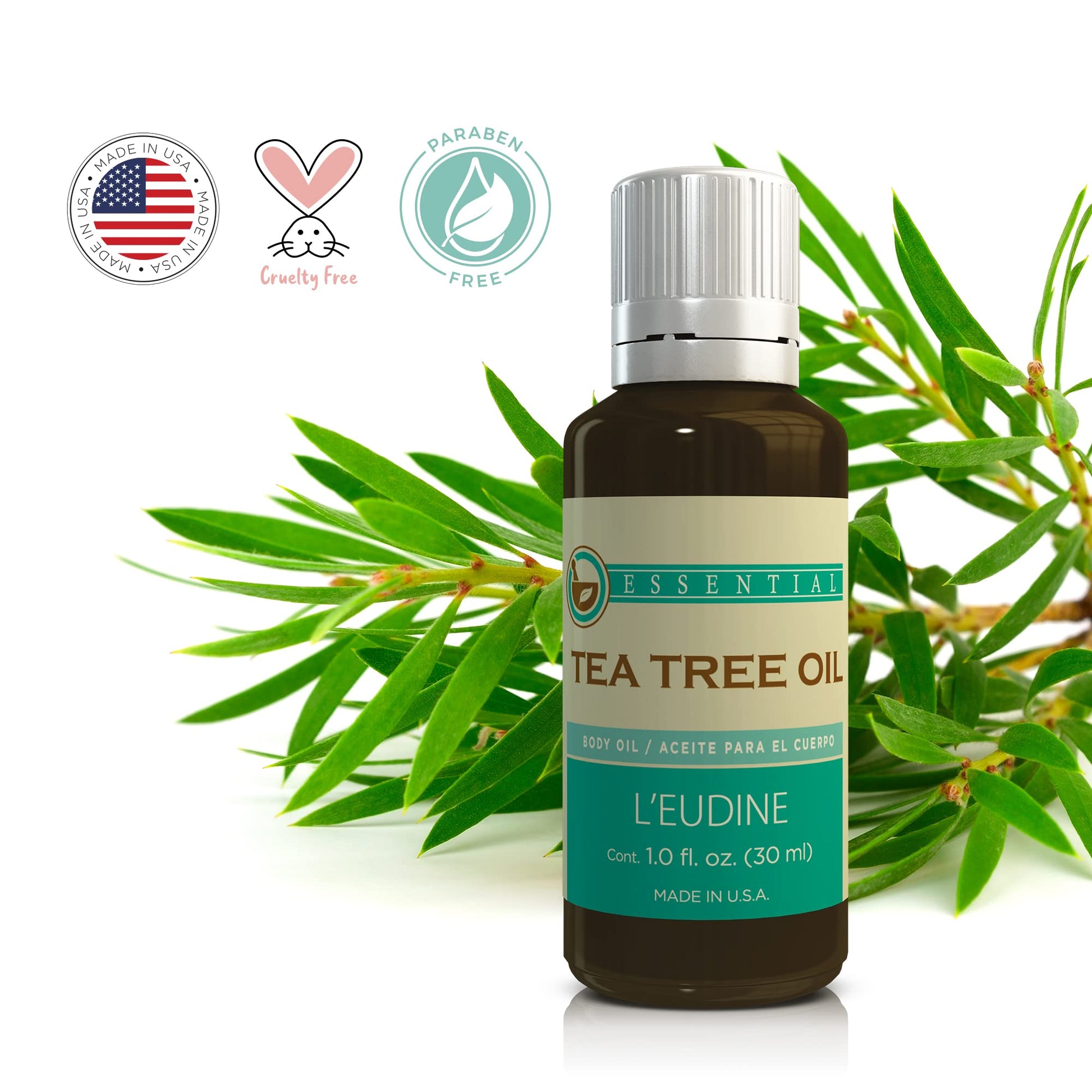 L’EUDINE Tea Tree Oil – 1fl Oz Multipurpose Body Oil for Acne, Toenail Problems, Dandruff, Skin Bites L'eudine buy supplements canada