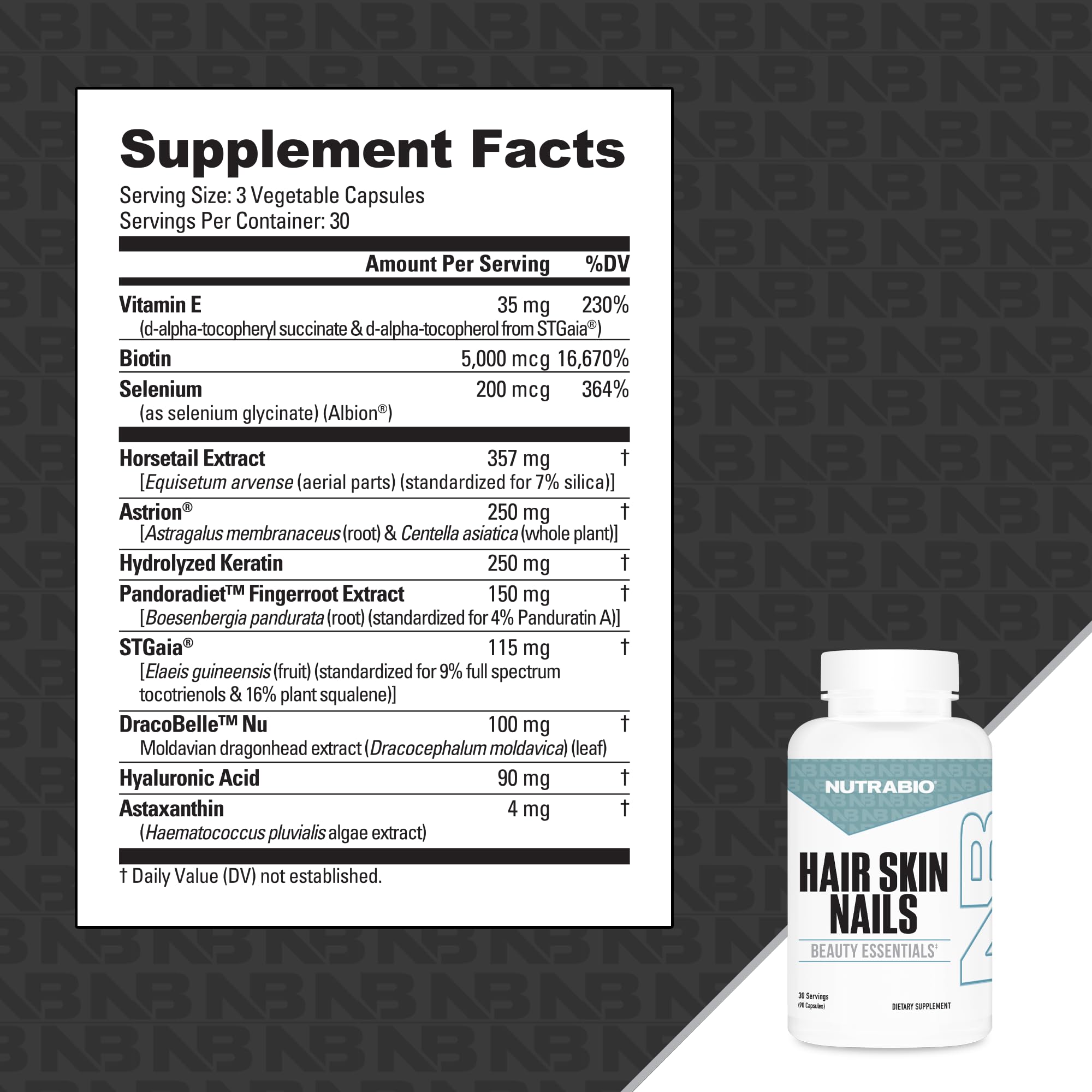 NutraBio Hair Skin Nails Vitamins | Enhanced Collagen Support | Skin Hydration | Hair Growth Vitamins for Women with Biotin, Keratin, Hyaluronic Acid & More - 90 Capsules NutraBio buy supplements canada