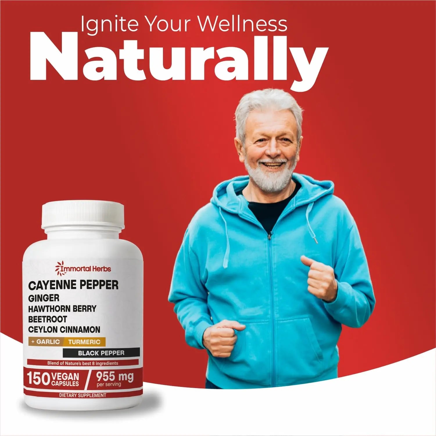 Immortal Herbs Cayenne Pepper Capsules w/Garlic, Ginger, Hawthorn, Turmeric, Cinnamon, Beet Root and Black Pepper Extract, 150 Cayenne Capsules, Non-GMO & Gluten Free Capsaicin Supplement Immortal Herbs buy supplements canada