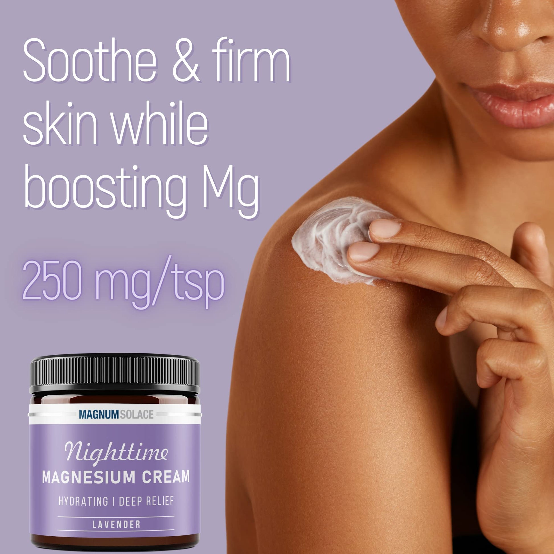 Magnum Solace Magnesium Lotion – Nighttime Magnesium Cream – Apply to Legs, Arms or Chest - Topical Magnesium Chloride – USA Made and Safe for Kids (Lavender) Magnum Solace buy supplements canada