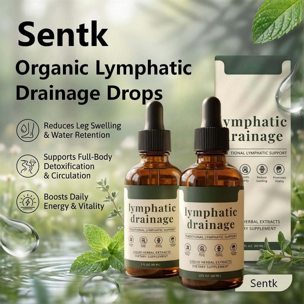 Sentk Organic Lymphatic Drainage Drops, Liposomal Herbal Blend – Supports Lymph System, Reduces Swelling, Boosts Immunity & Vitality, Enhance Clarity, Portable Dropper Design, 2 fl oz (2 Pack) Sentk buy supplements canada