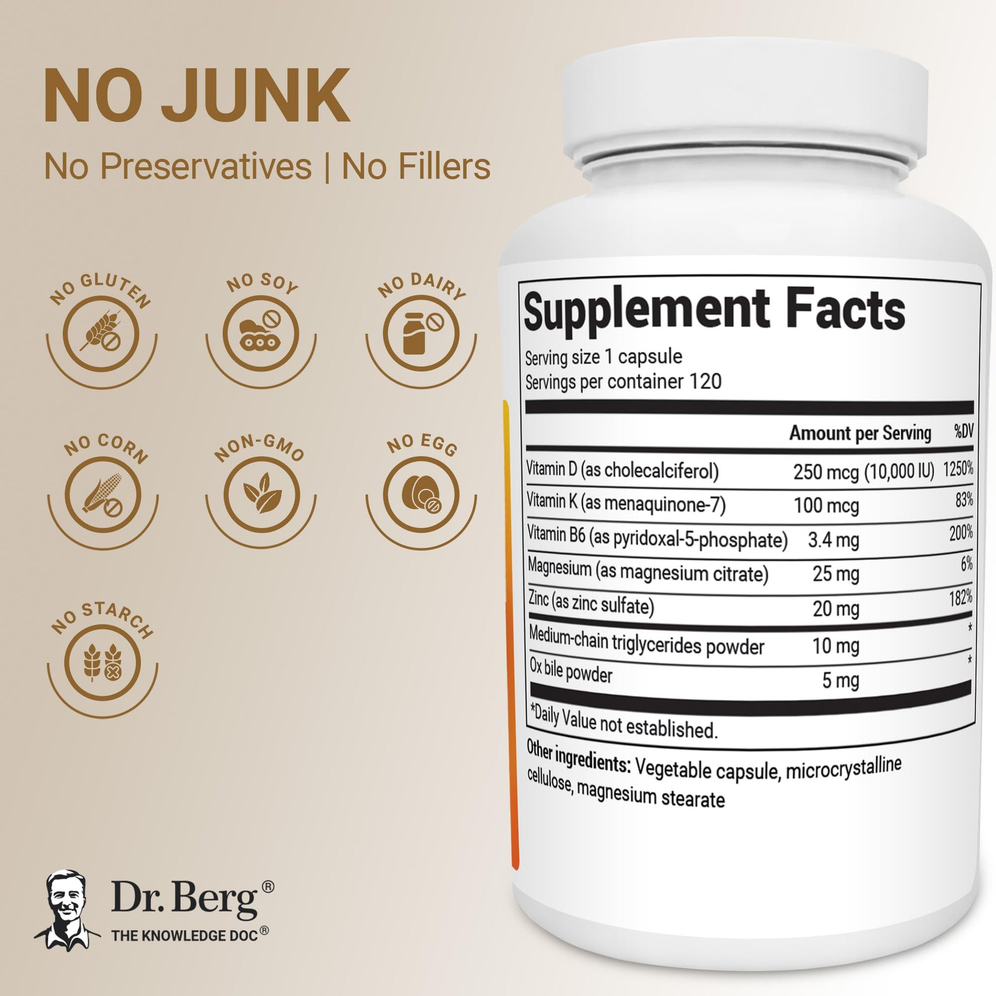 Dr. Berg Maximum Strength 2-in-1 Vitamin D3 K2 10,000 IU | Naturally Derived D3 | 4X Lab-Tested & Verified | High Absorption Formula Dr. Berg Nutritionals buy supplements canada