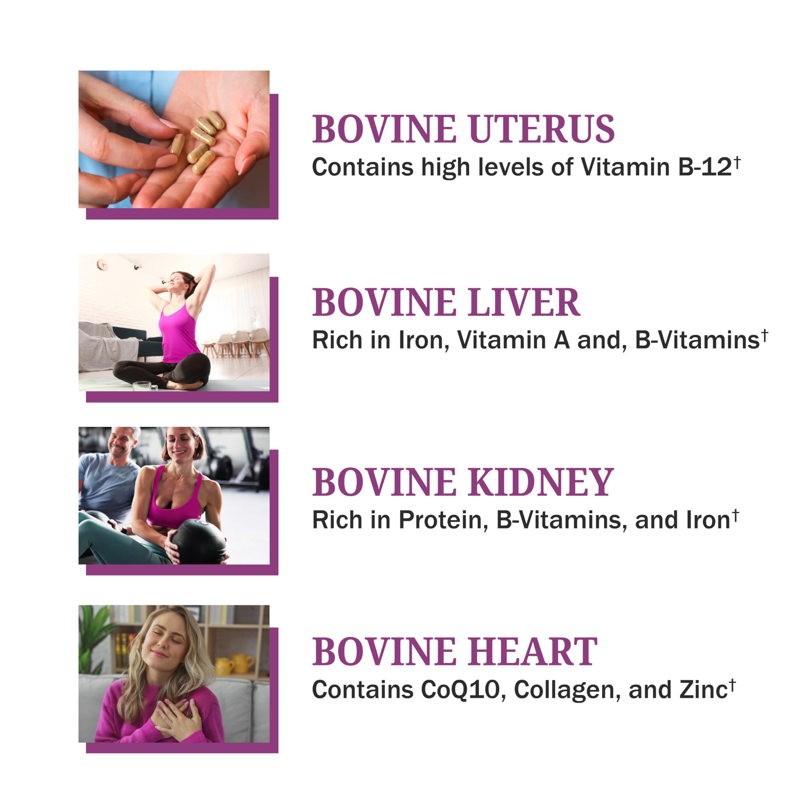 BioSchwartz Primal Beef Organ Supplement for Women - 60 Capsules - Grass-Fed & Pasture-Raised - Supports Healthy Hair Skin and Nails, Hormone Balance - with Bovine Liver, Kidney, Heart, Uterus Powder BioSchwartz buy supplements canada
