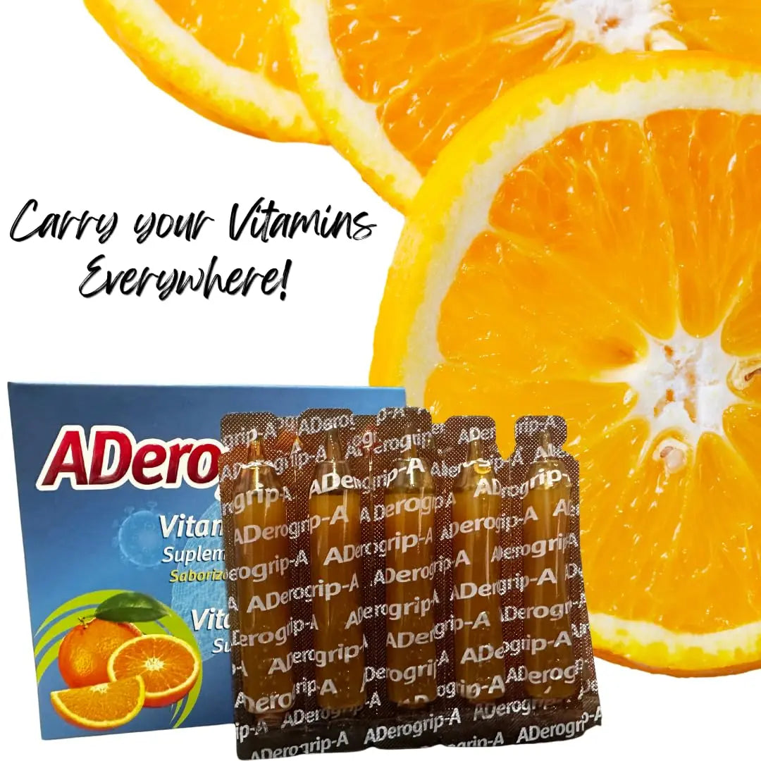 Aderogripa Immune Support Vitamins C, A & D | Liquid Supplement | 10 Natural Orange Flavor Ampoules | Boost Your Immune System ADEROGRIP-A buy supplements canada