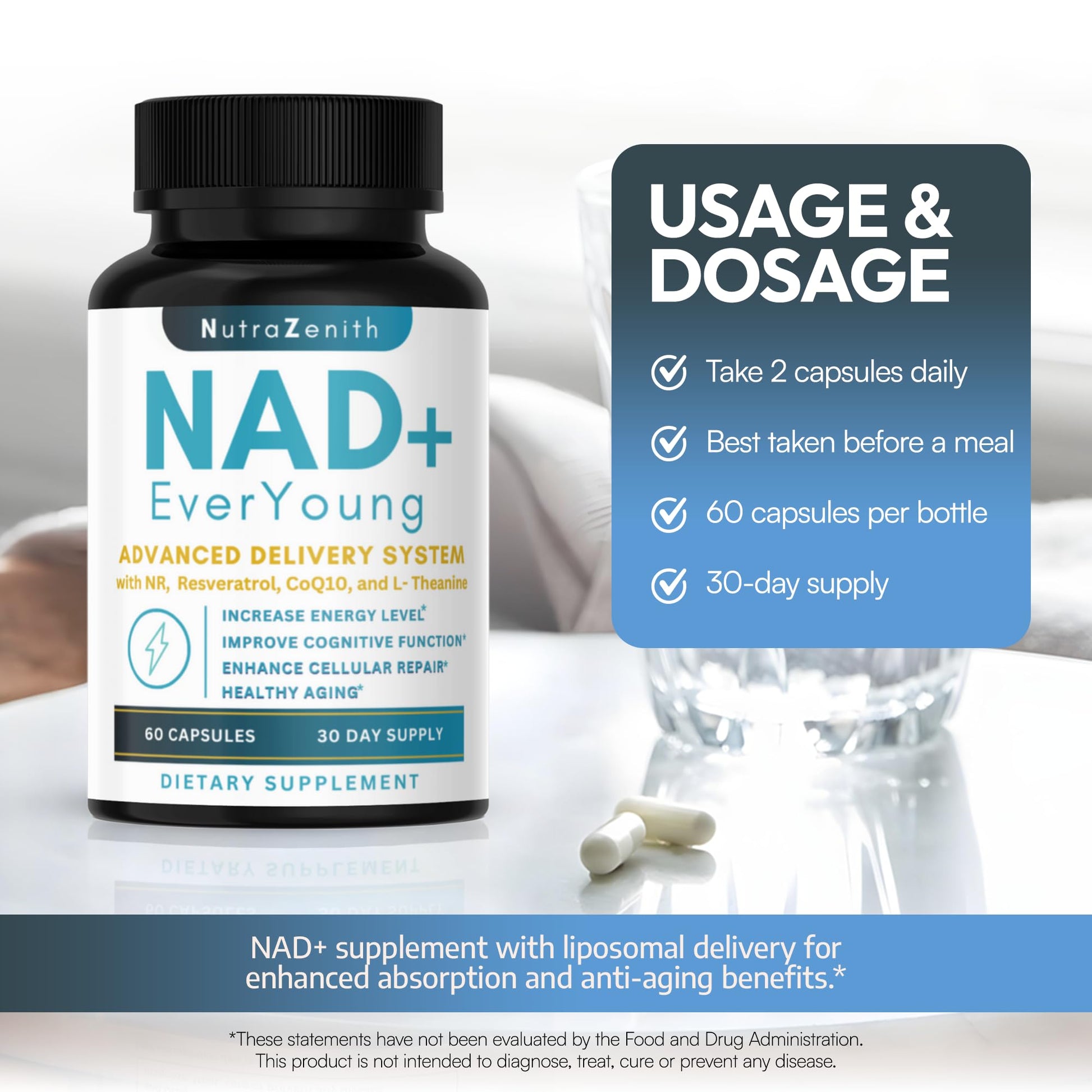 NAD+ Supplement with Nicotinamide Riboside (NMN Alternative), CoQ10 & Resveratrol – 60 Capsules for Healthy Aging Support, Energy Boost & Cognitive Function Enhancement – Cellular Renewal & Vitality Arazo Nutrition buy supplements canada