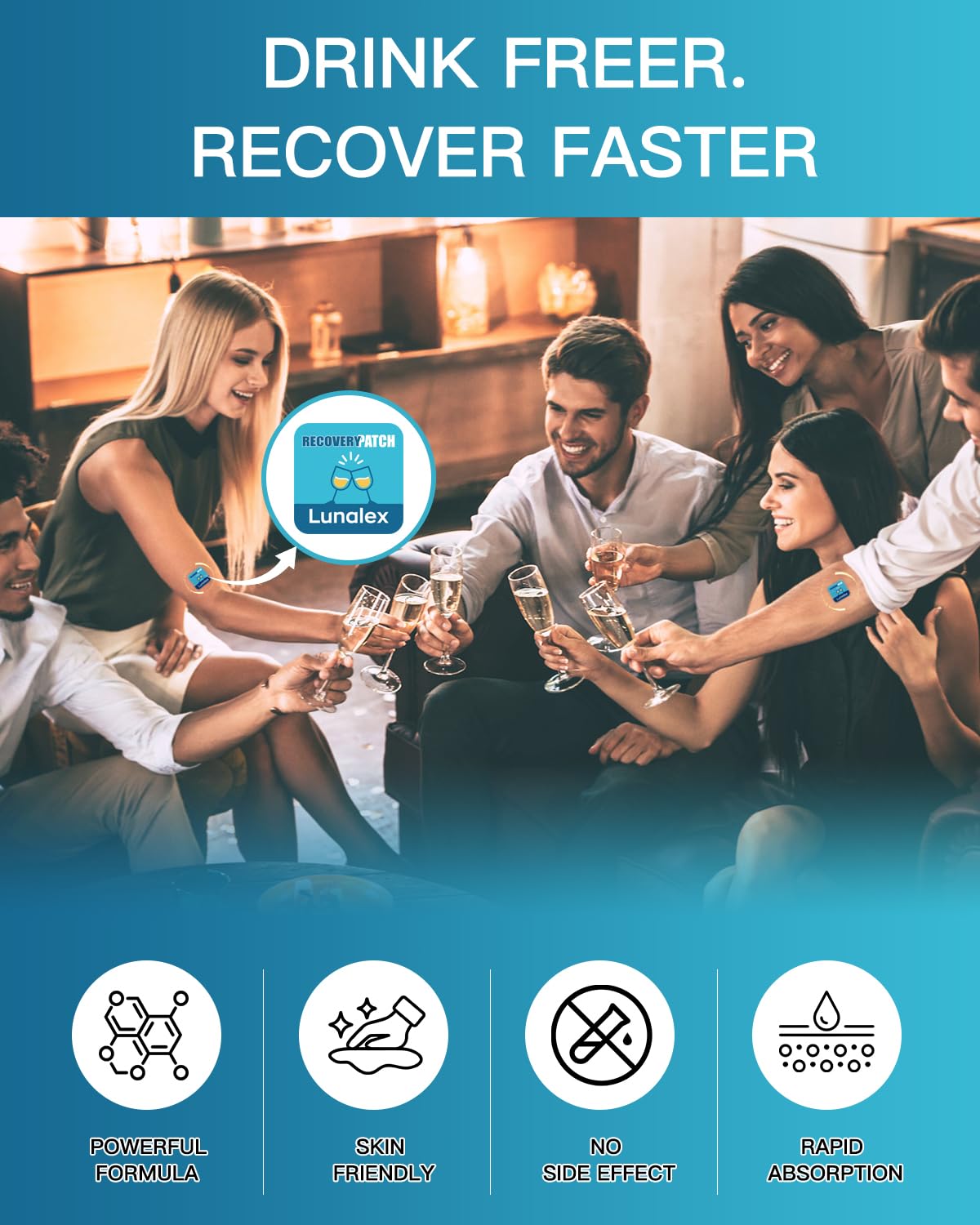 Lunalex Recovery Patch 48 Pack - Wake Up Refreshed & Balanced After Celebration - Plant-Based Formula for Morning Wellness - Bachelorette & Wedding Party Favors - 2 Patches per Sachet, Waterproof Lunalex buy supplements canada