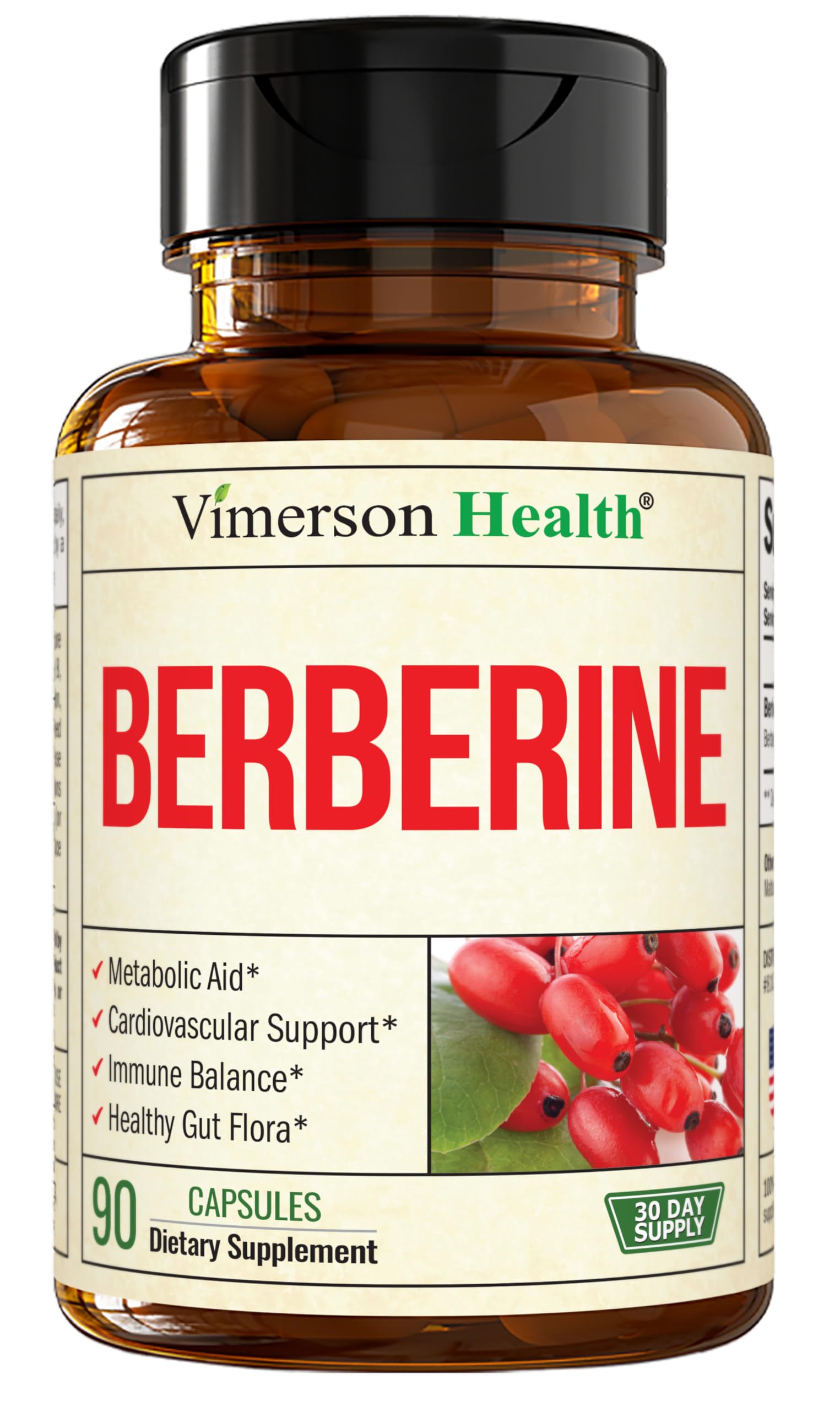 Vimerson Health Berberine Supplement with Third Party Tested Berberine 1800mg - Immune Support Supplement for Cardiovascular, Gastrointestinal Function & Metabolic Aid - Vegan & Non-GMO Vimerson Health buy supplements canada