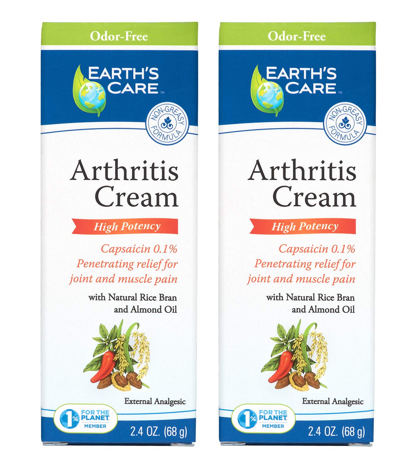 Earth's Care Arthritis Cream - Joint Cream with Natural Capsaicin - Topical Analgesic 2.4 OZ (Pack of 2) Earth's Care buy supplements canada