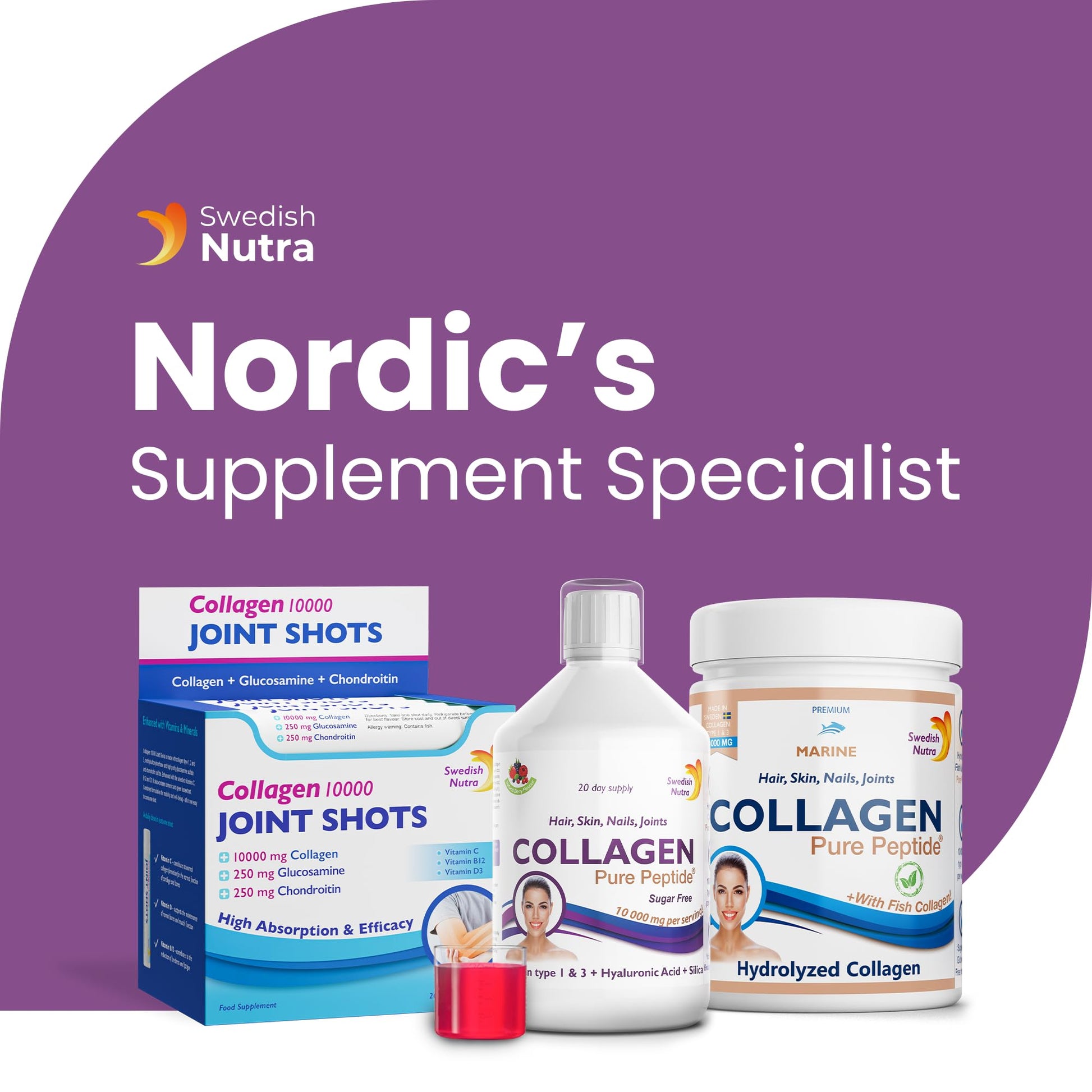 Swedish Nutra Liquid Bovine Collagen - Pack of 500ml, 20 Day Supply | Sugar Free Berry Flavour Swedish Nutra buy supplements canada