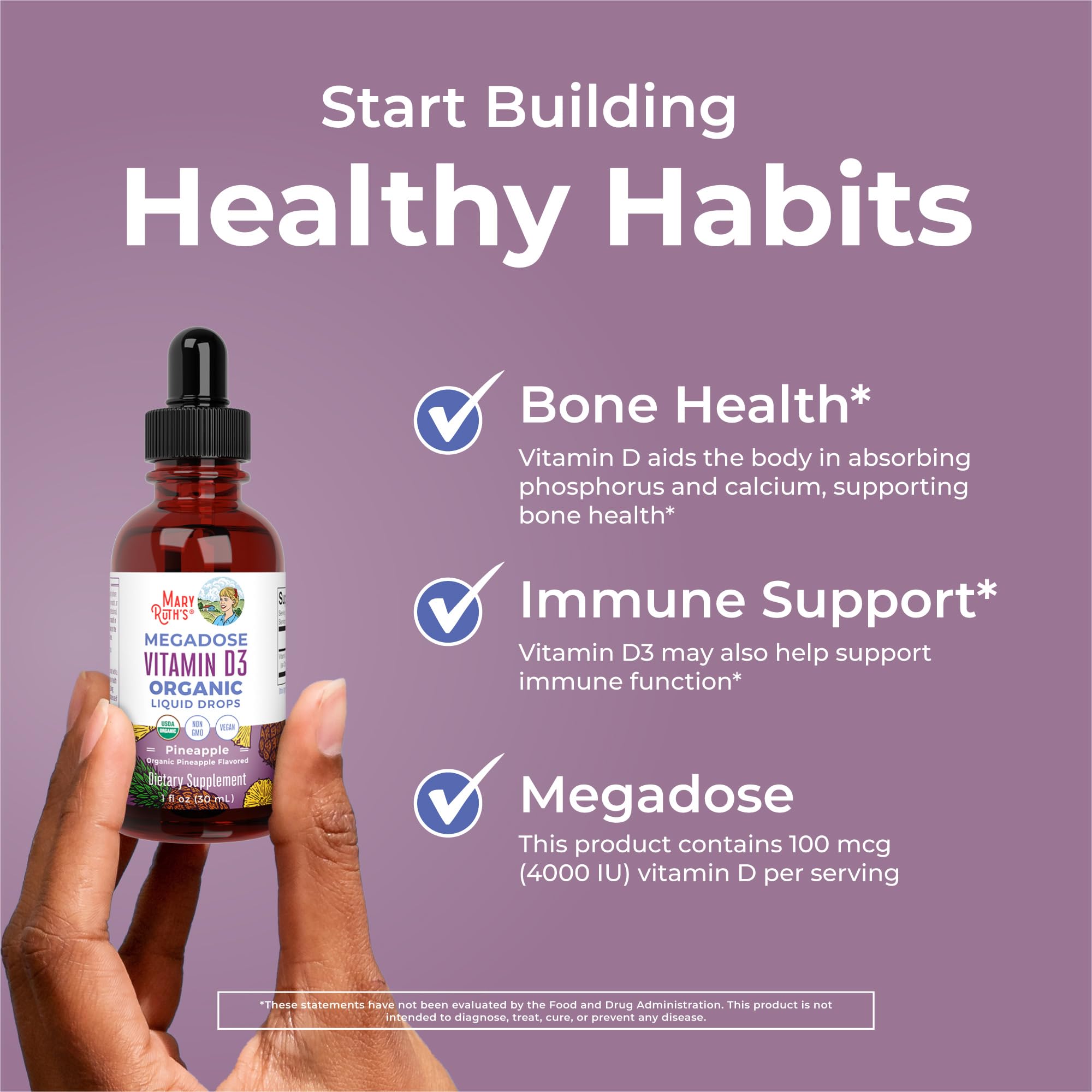 MaryRuth Organics Vitamin D3 Liquid Drops | Megadose 4000 IU | USDA Organic Liquid Vitamin D Spray for Adults & Kids | Immune Support & Bone Health | Vegan | Gluten Free | Non-GMO | 30 Servings MARYRUTH'S buy supplements canada