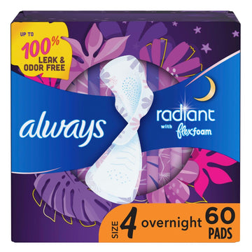 Always Radiant Feminine Pads for Women, Size 4 Overnight Pads Always buy supplements canada