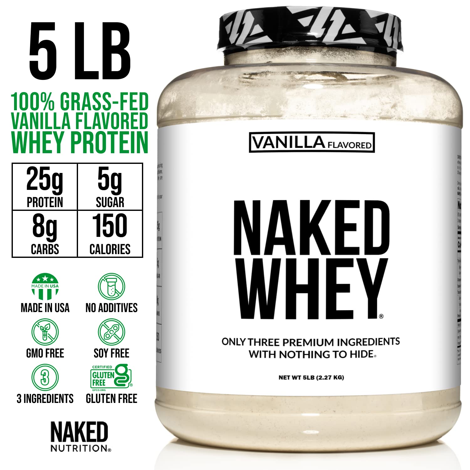 NAKED Nutrition Whey Vanilla Protein - All Natural Grass Fed Whey Protein Powder NAKED buy supplements canada