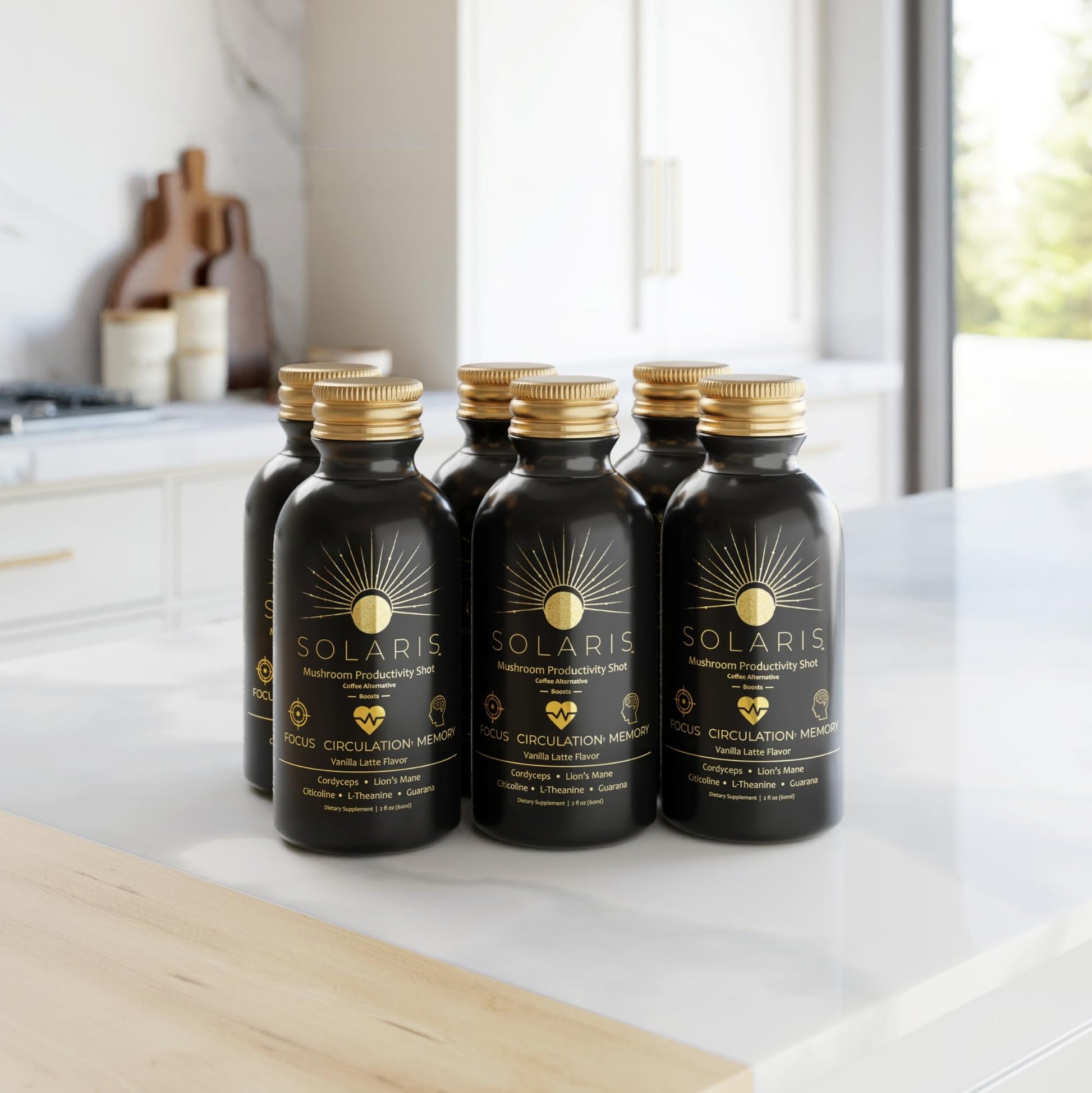 Solaris Mushroom Productivity Wellness Shots | Focus, Circulation, Memory | 4000mg of Cordyceps & Lion's Mane | Citicoline, L-Theanine, Vitamin B6/B12 | Coffee Alternative (6-Pack) Solaris Extracts buy supplements canada