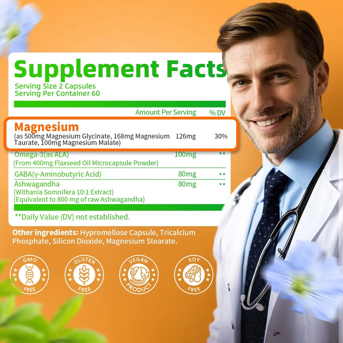 Triple Magnesium Complex - Magnesium Glycinate, Taurate & Malate Supplement with Omega3, Ashwagandha, GABA for Sleep, Brain Heart & Muscle Support - High Absorption and Gentle, Vegan, 120 Capsules iMATCHME buy supplements canada
