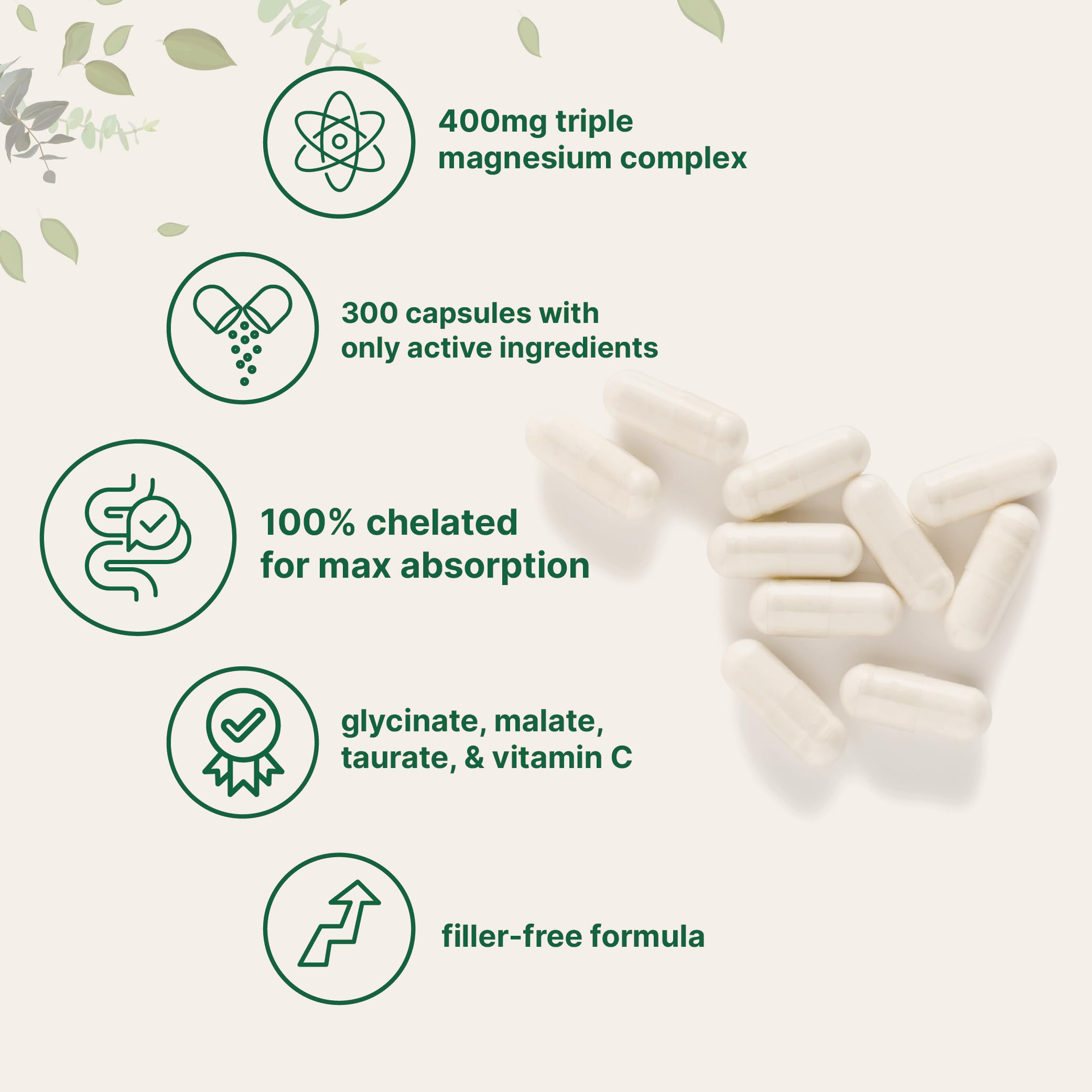Micro Ingredients Pure Magnesium Complex, 300 Capsules | Triple Magnesium Glycinate, Malate, Taurate with Vitamin C | 100% Chelated | Supports Muscles Micro Ingredients buy supplements canada