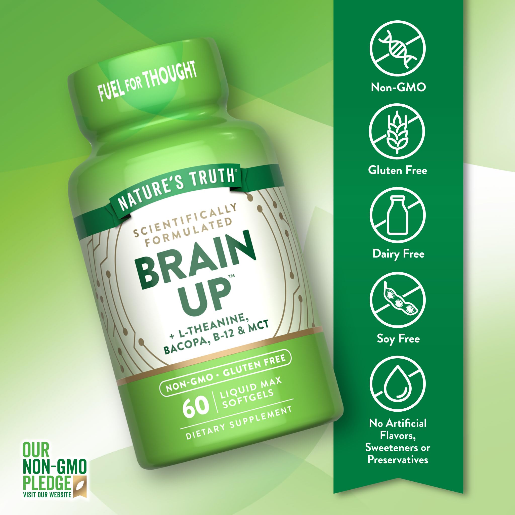 Nature's Truth Brain Up Softgels | 60 Count | with L-Theanine, Bacopa, B-12 & MCT | Non-GMO and Gluten Free Supplement Nature's Truth buy supplements canada