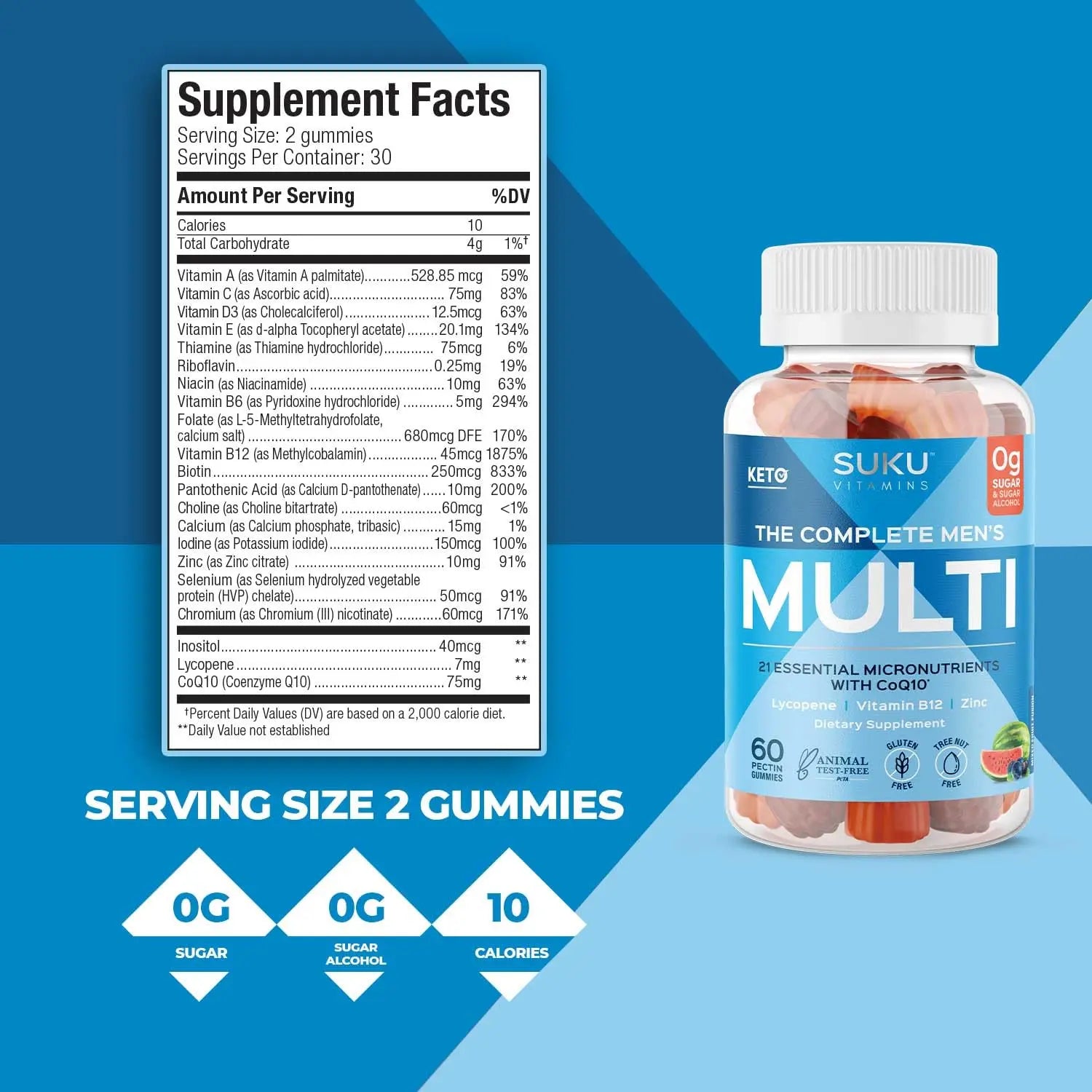 SUKU Men's Daily Multivitamin Gummies – Vitamins A, B12, C, D3, E, Zinc, CoQ10 & Lycopene – Prostate, Heart & Immune Support SUKU buy supplements canada