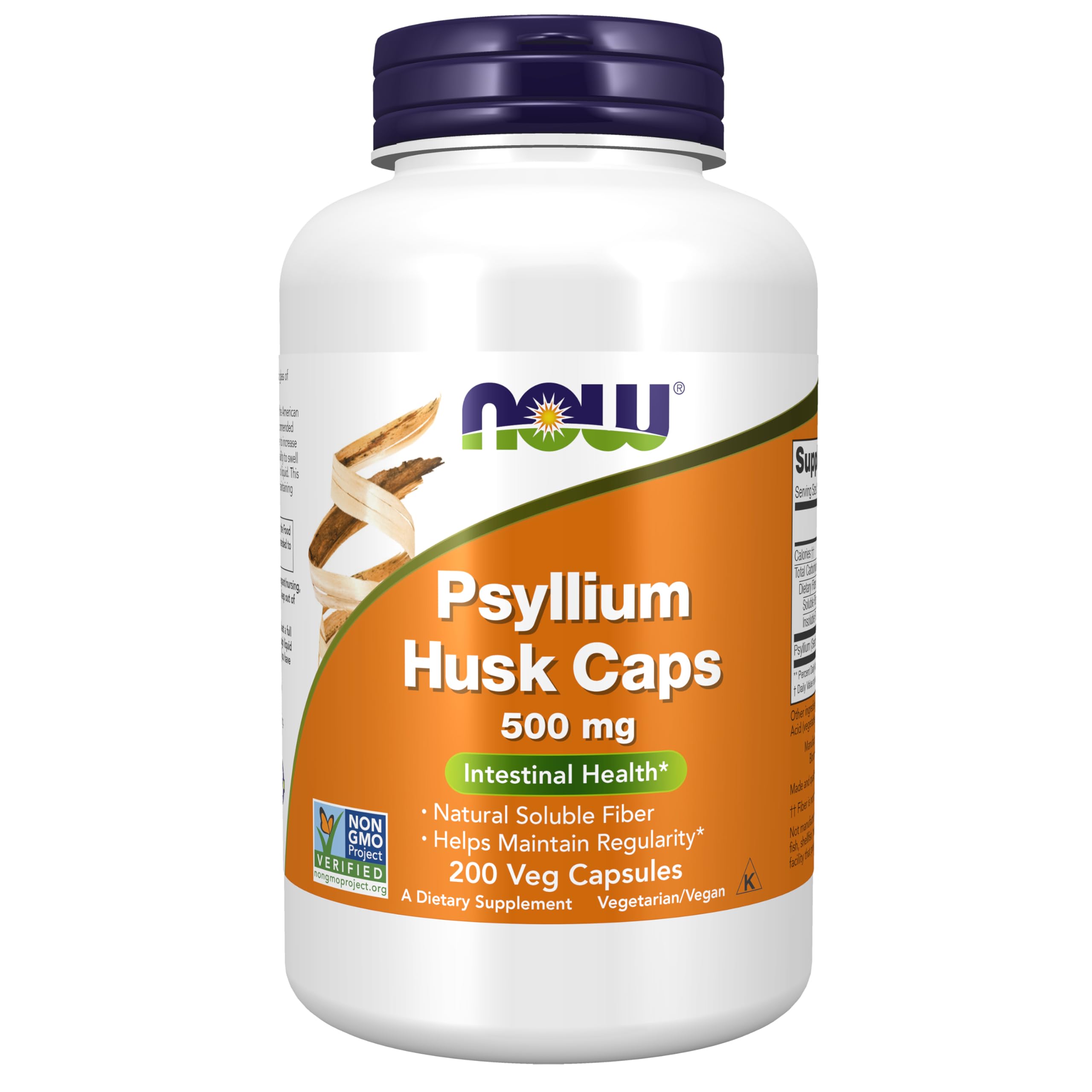 NOW Foods Supplements, Psyllium Husk Caps 500 mg, Non-GMO Project Verified, Natural Soluble Fiber, Intestinal Health*, 200 Veg Capsules NOW Foods buy supplements canada